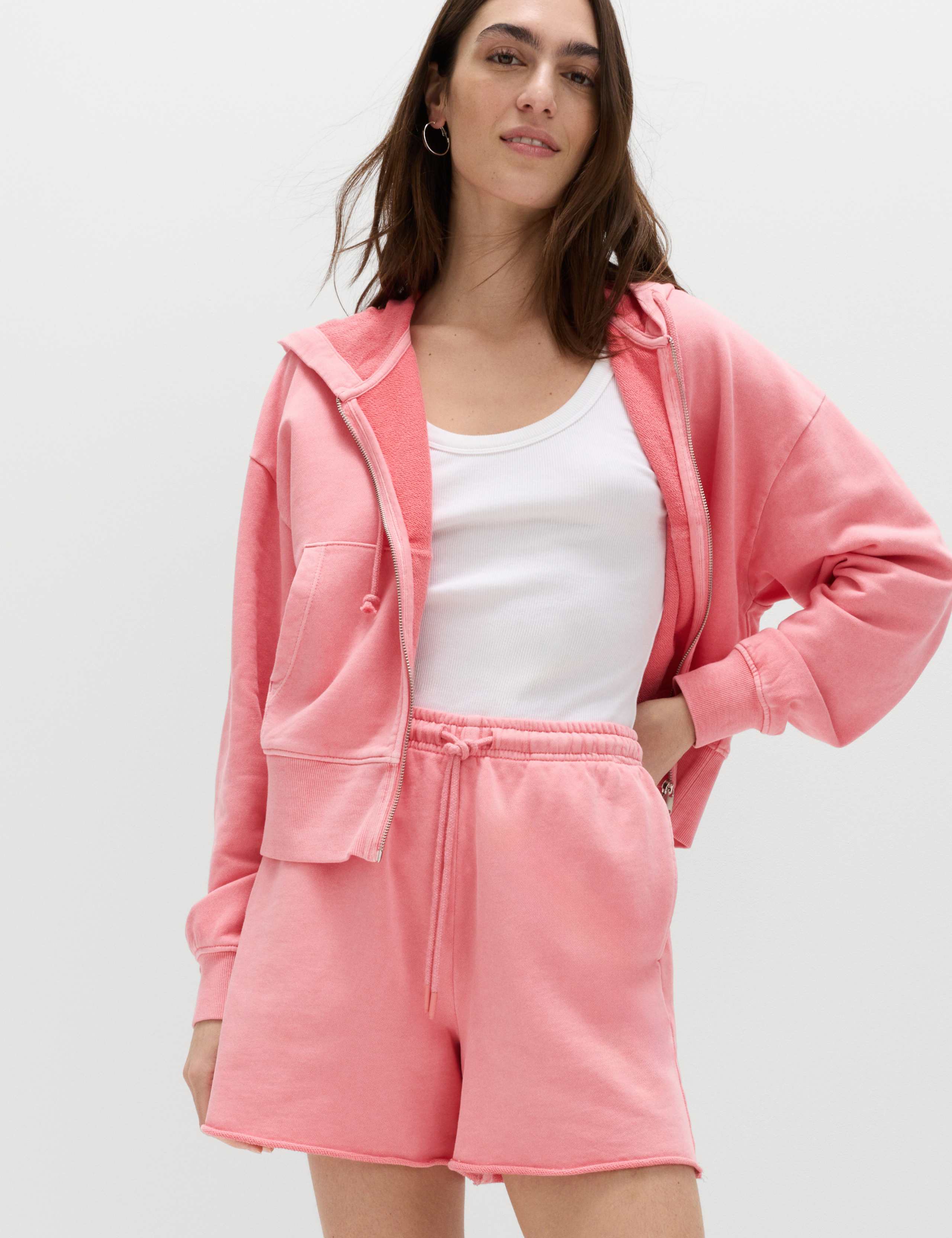 Pure Cotton Garment Dye Zip Up Hoodie