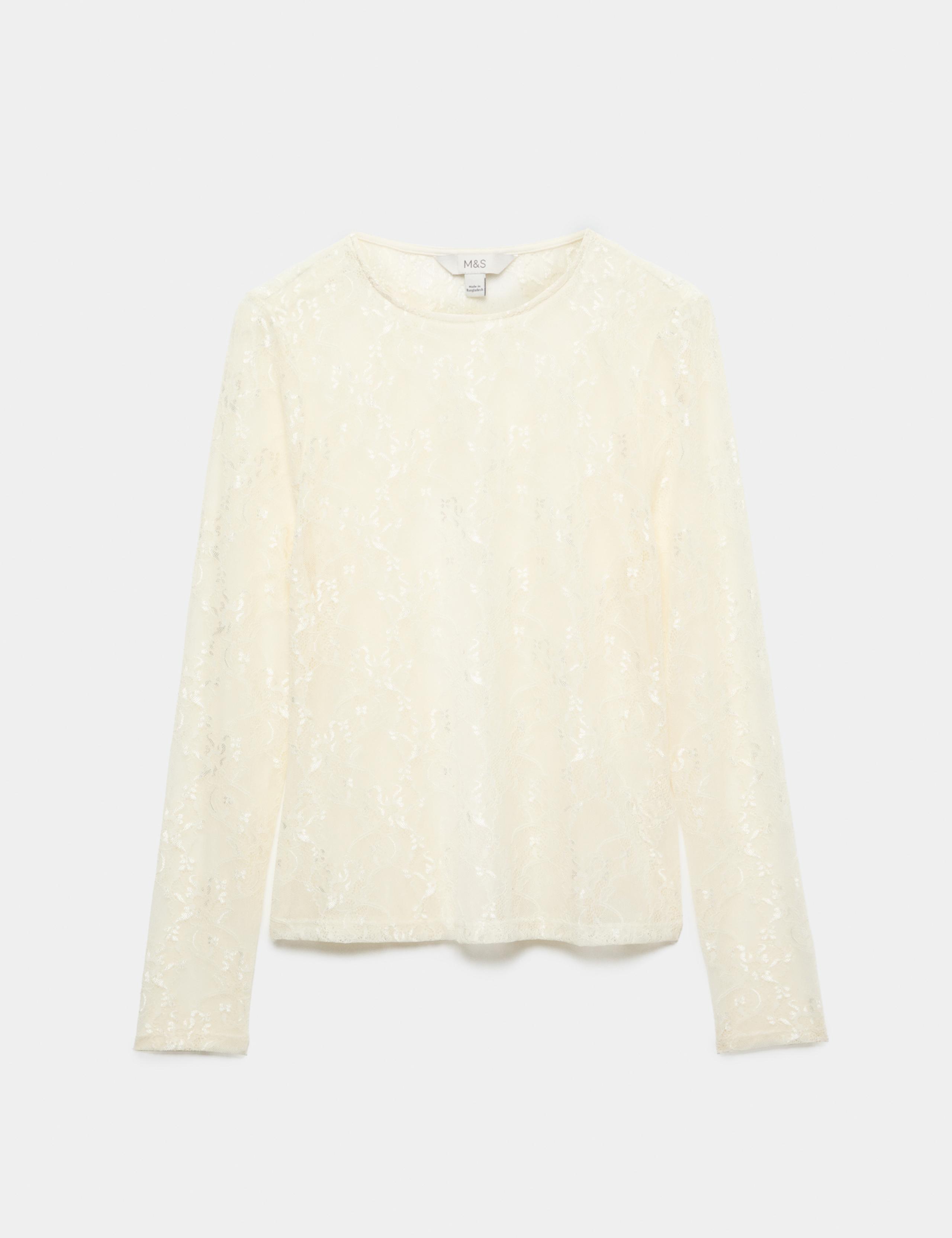 Lace Crew Neck Regular Fit Top