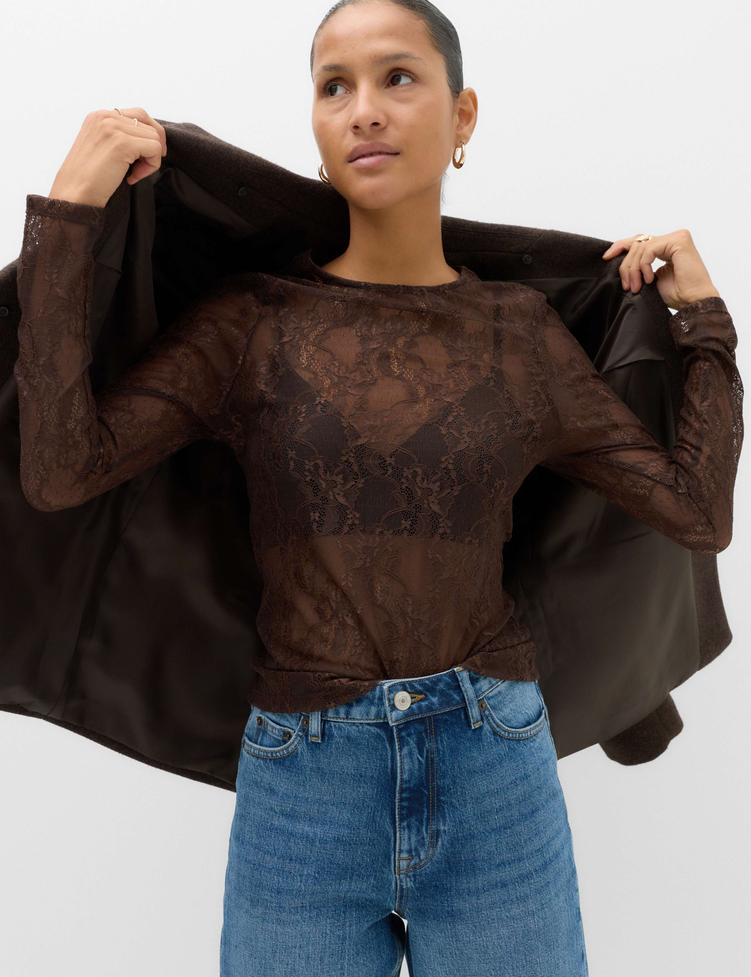 Lace Crew Neck Regular Fit Top