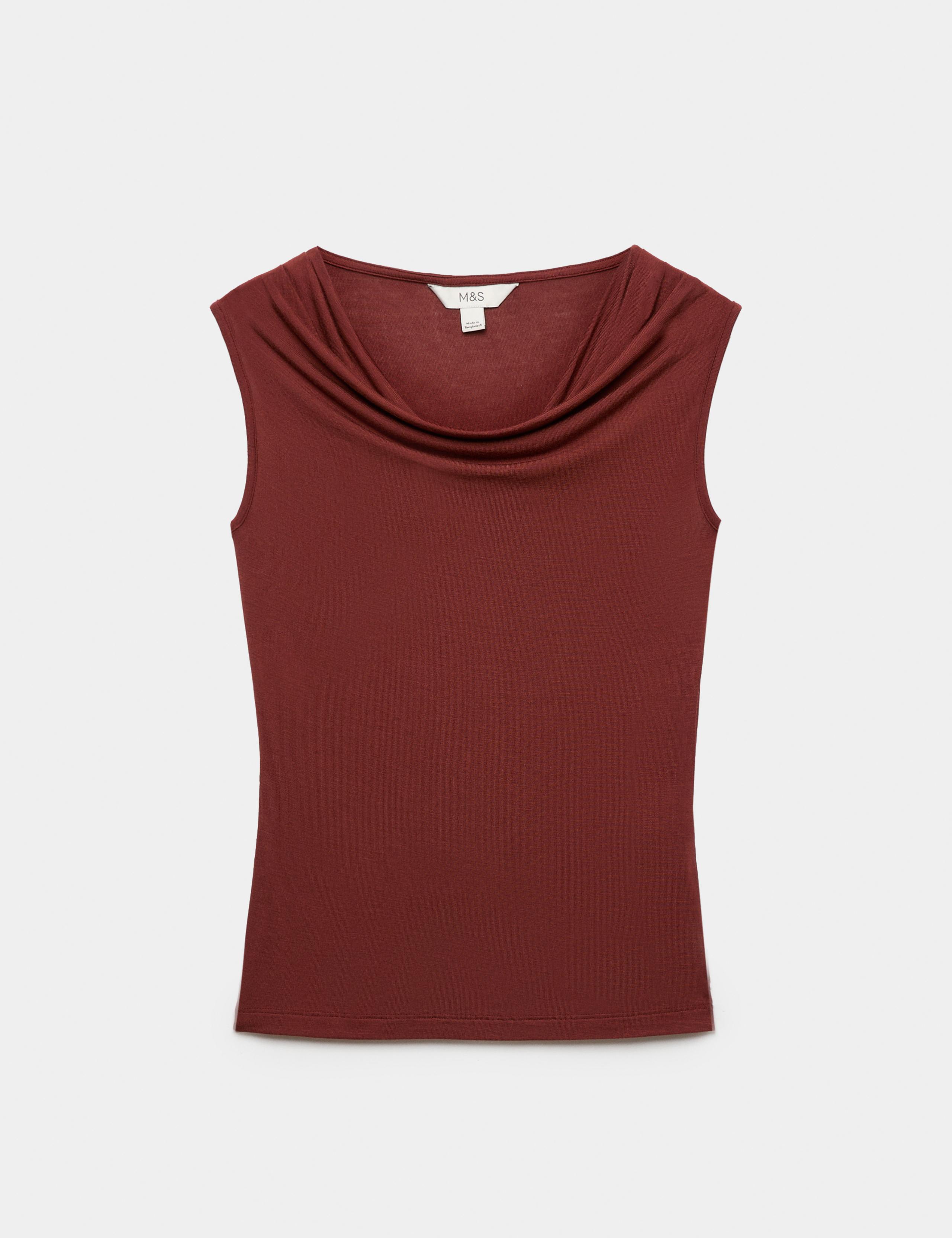 Cowl Neck Draped Vest Top