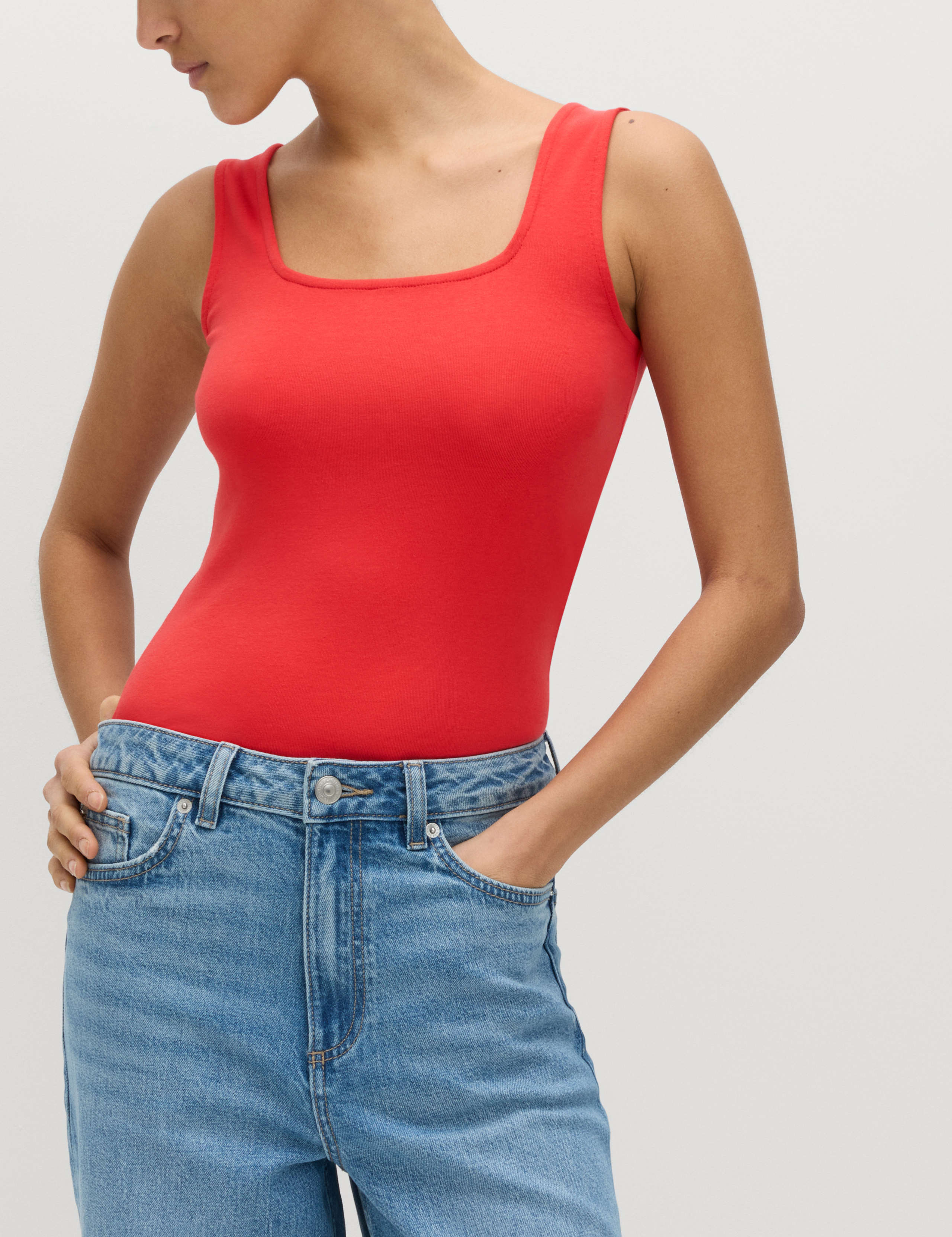 3 Pack Cotton Rich Square Neck Vest Tops