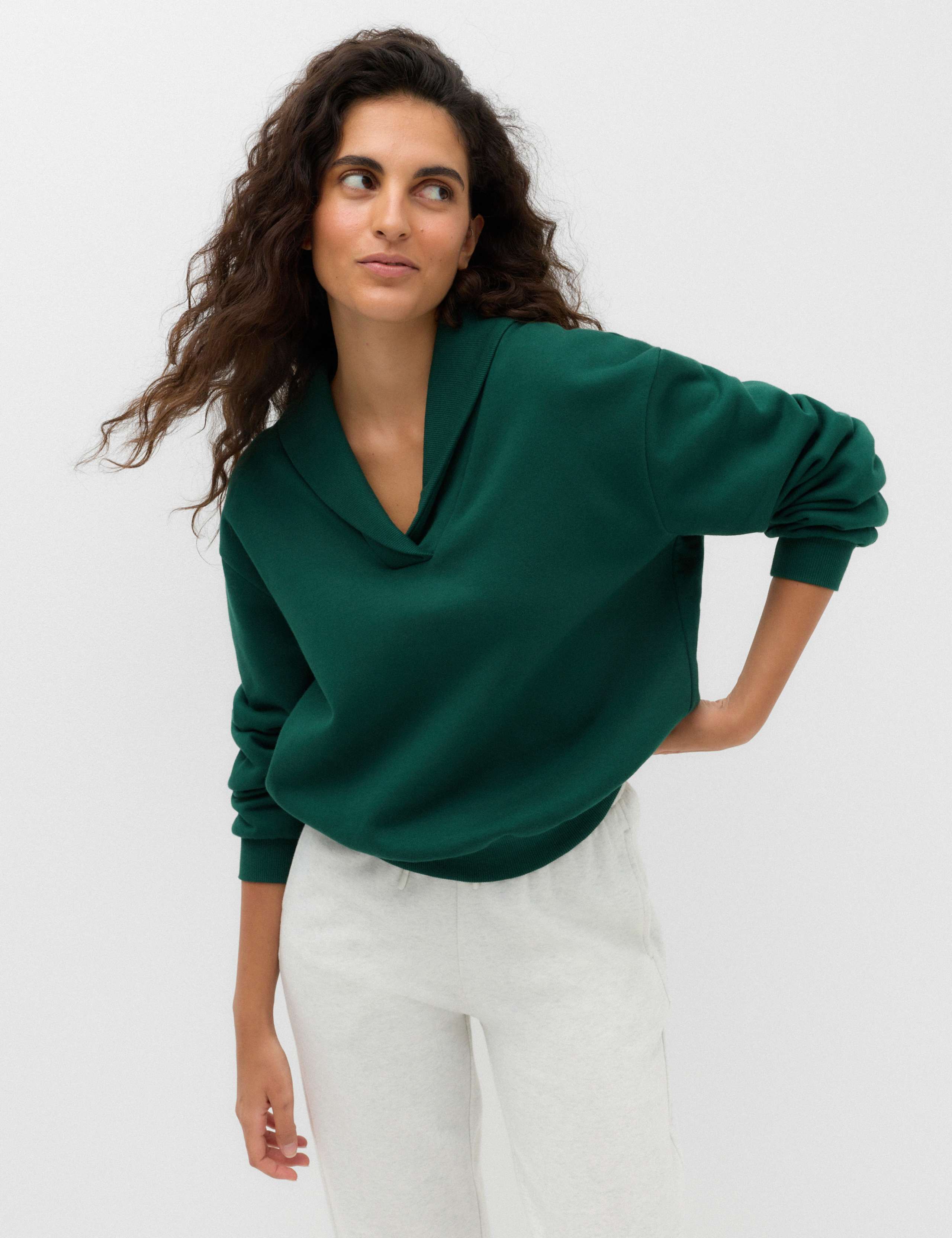 Cotton Rich Large Collared Sweatshirt