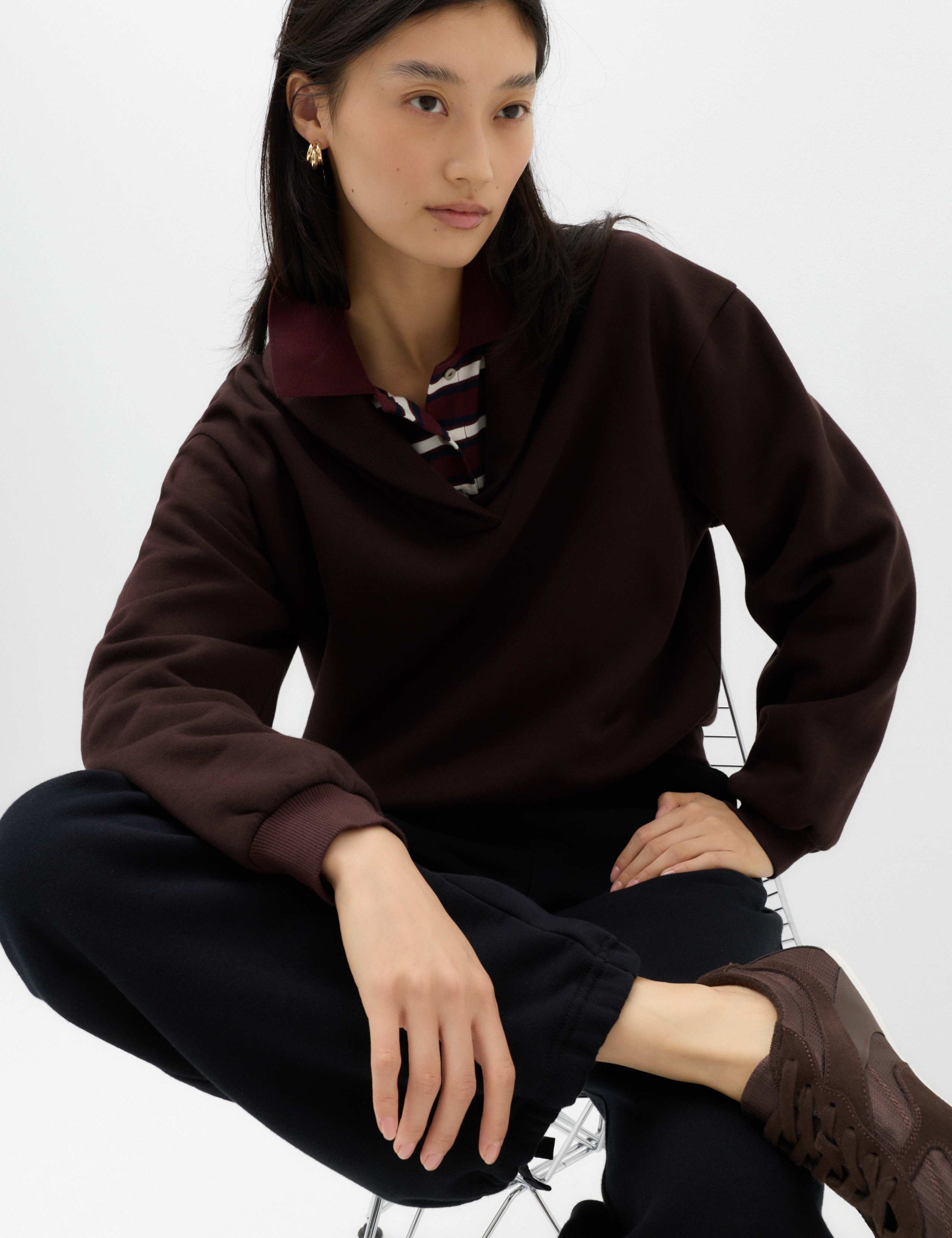 Cotton Rich Large Collared Sweatshirt