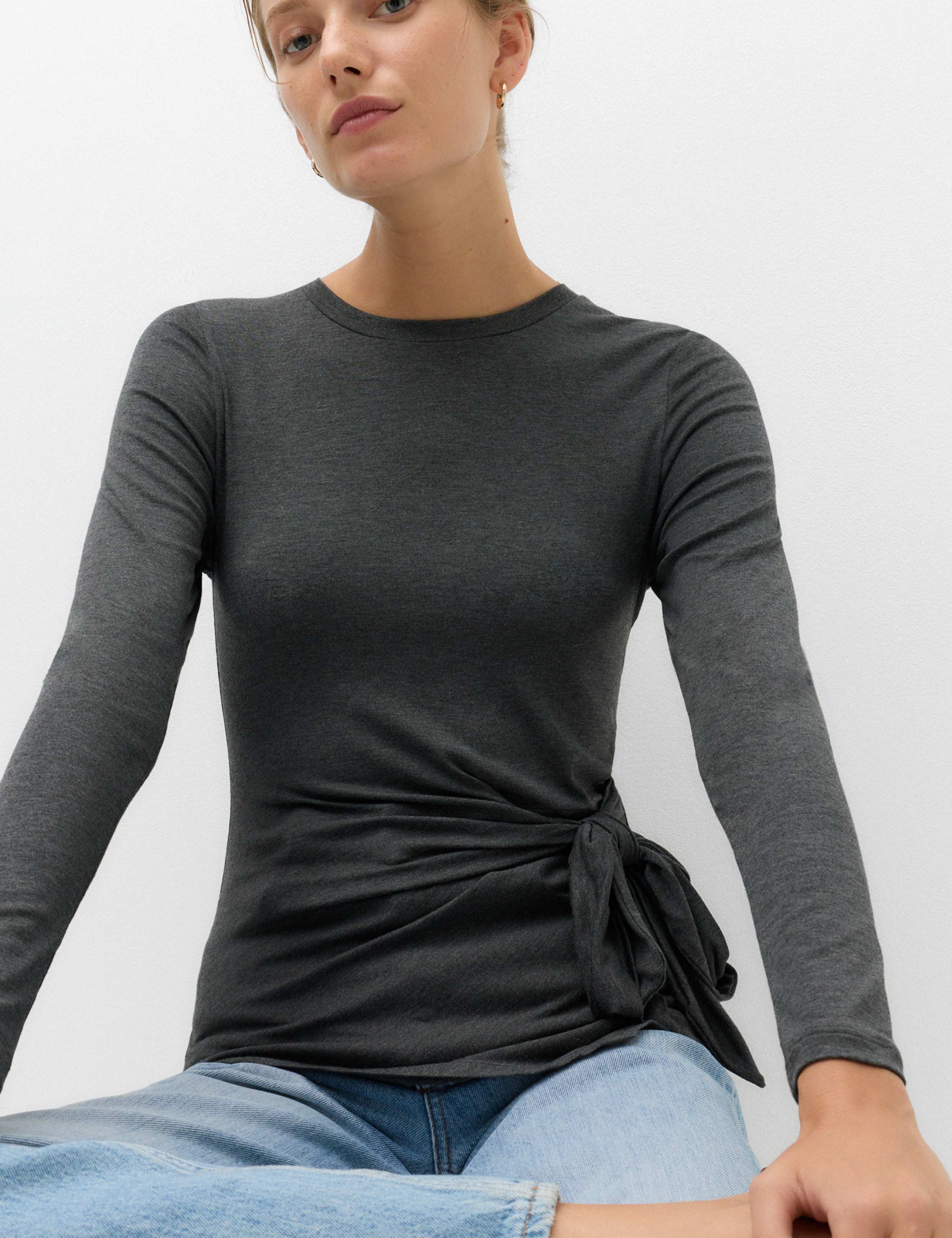 Cosy Tie Front Regular Fit Top