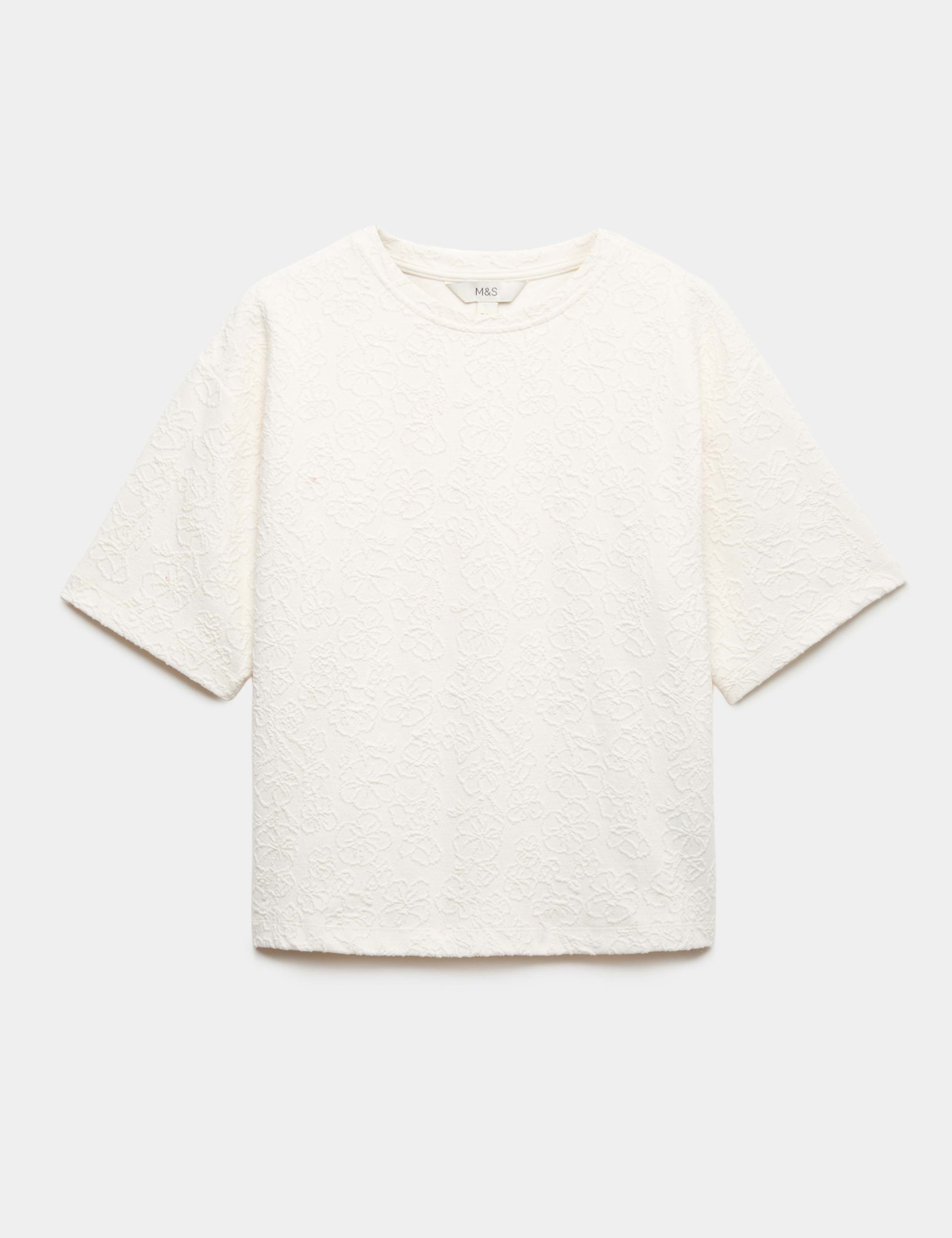 Cotton Blend Textured Crew Neck T-Shirt