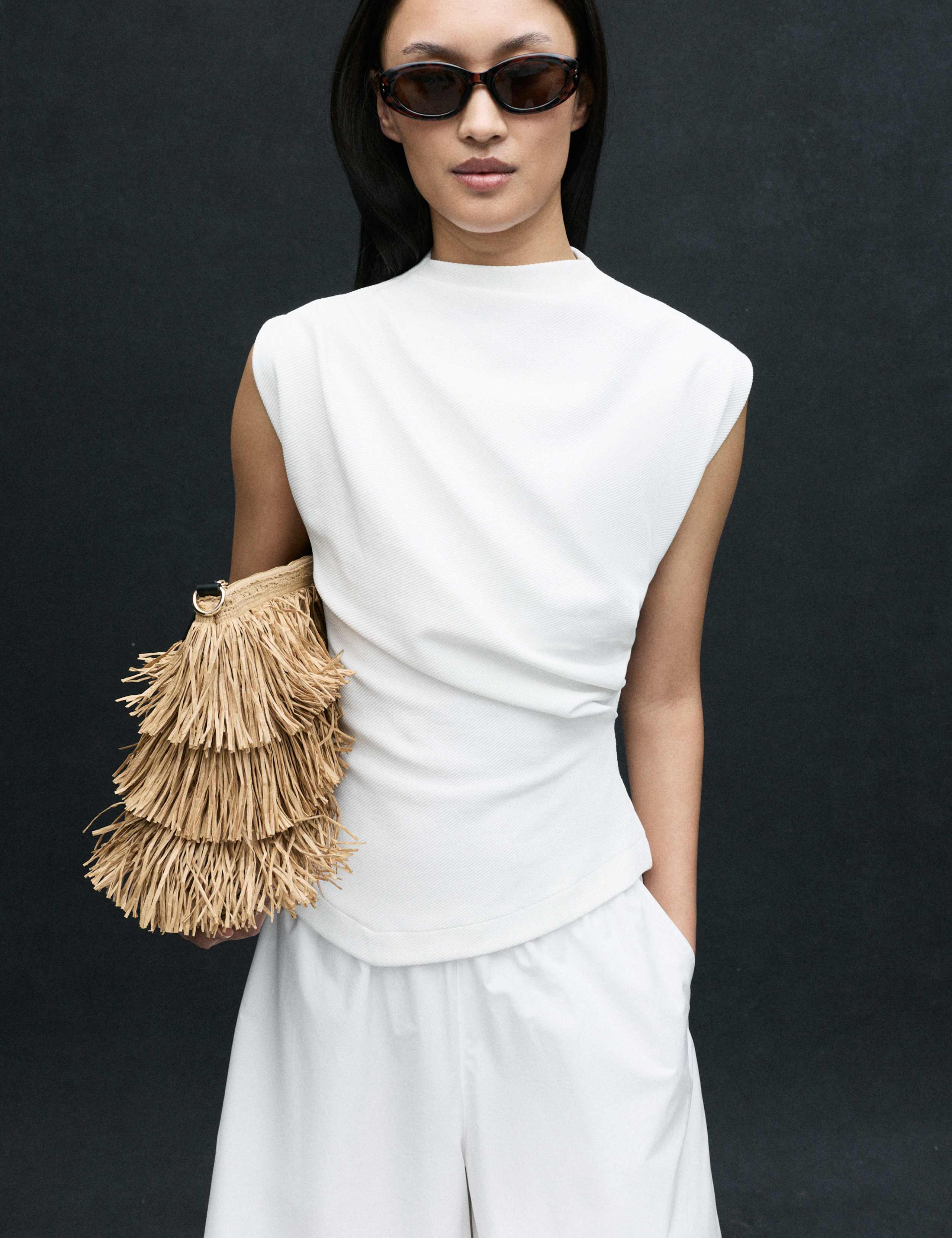 Cotton Rich Ribbed Drape Top