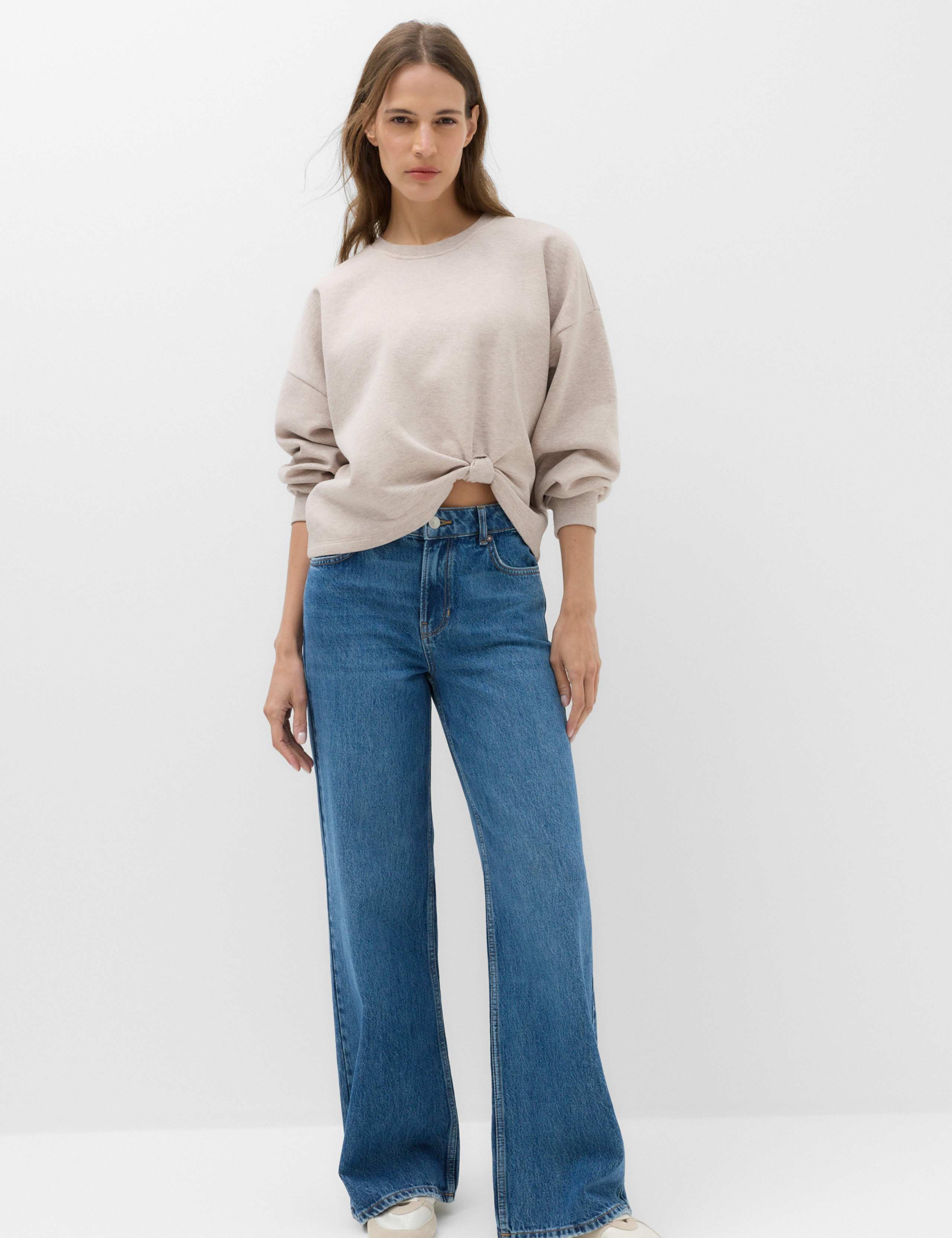 Cotton Rich Crew Neck Twist Front Sweatshirt