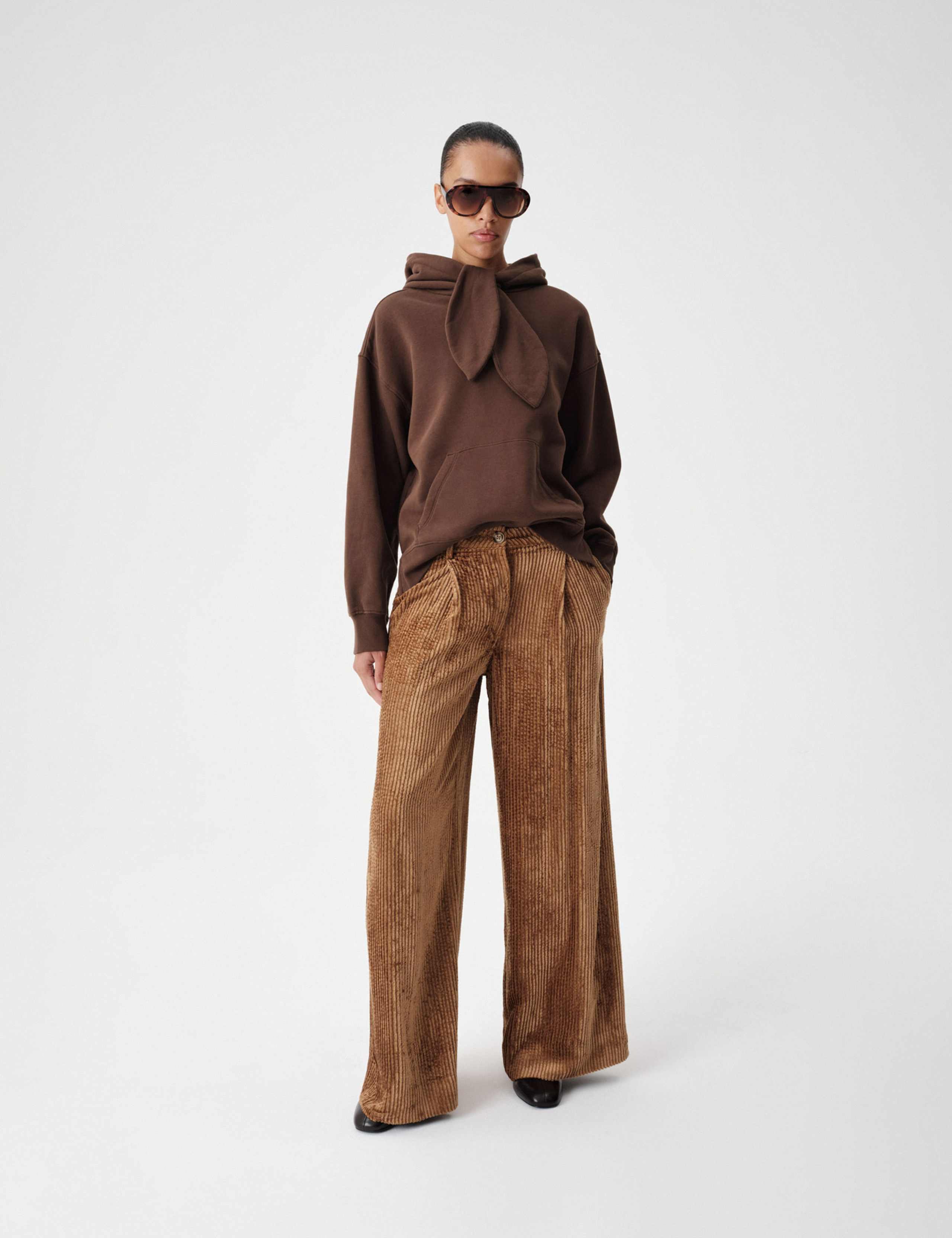Pure Cotton Tie Neck Hoodie