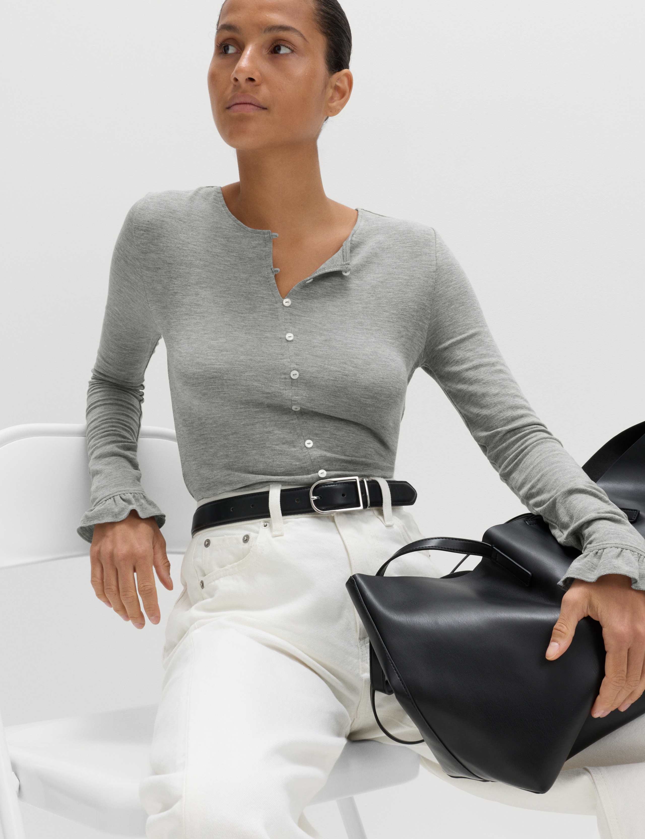 Ruffle Button Through Cardigan