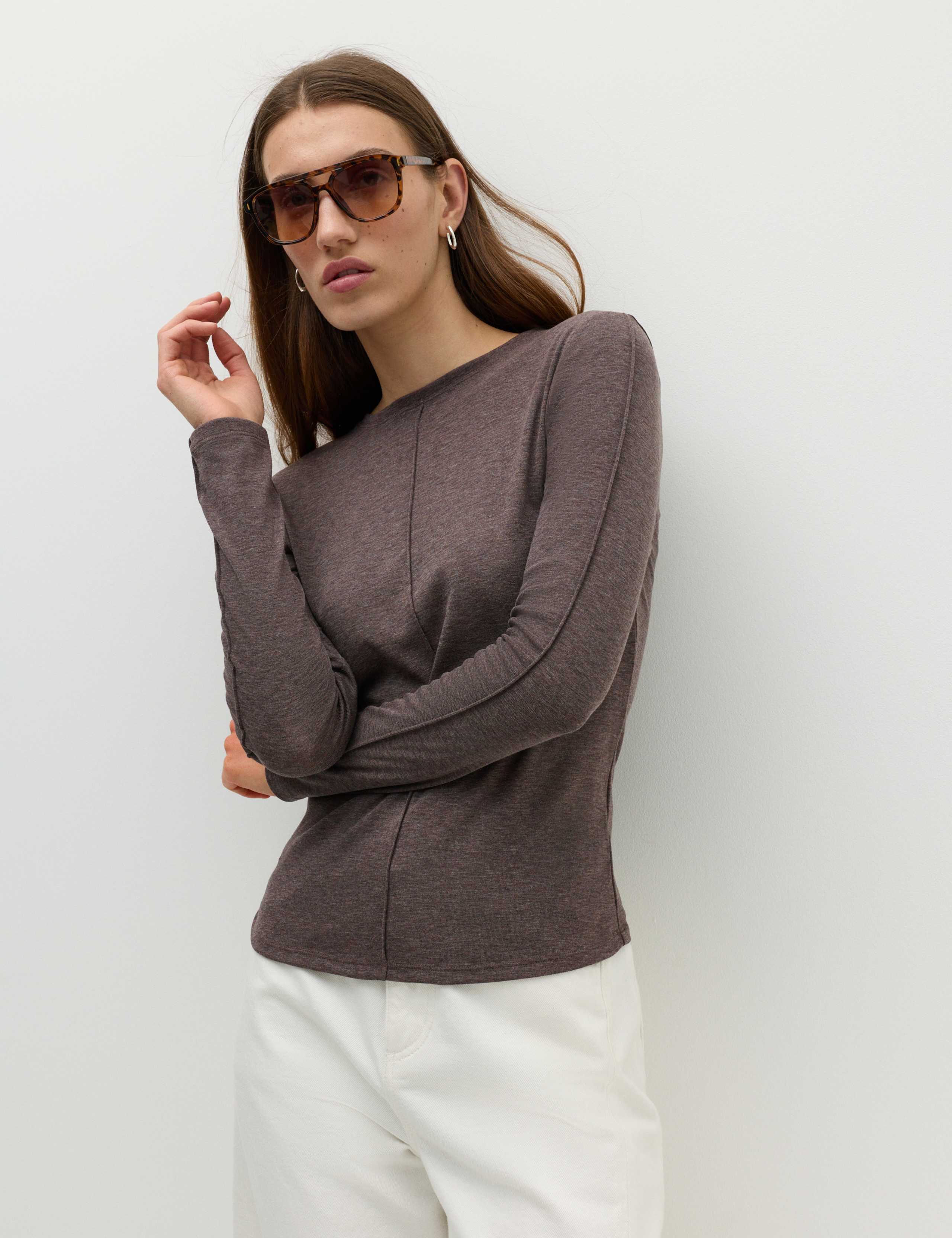 Marl Long Sleeve Top with Wool
