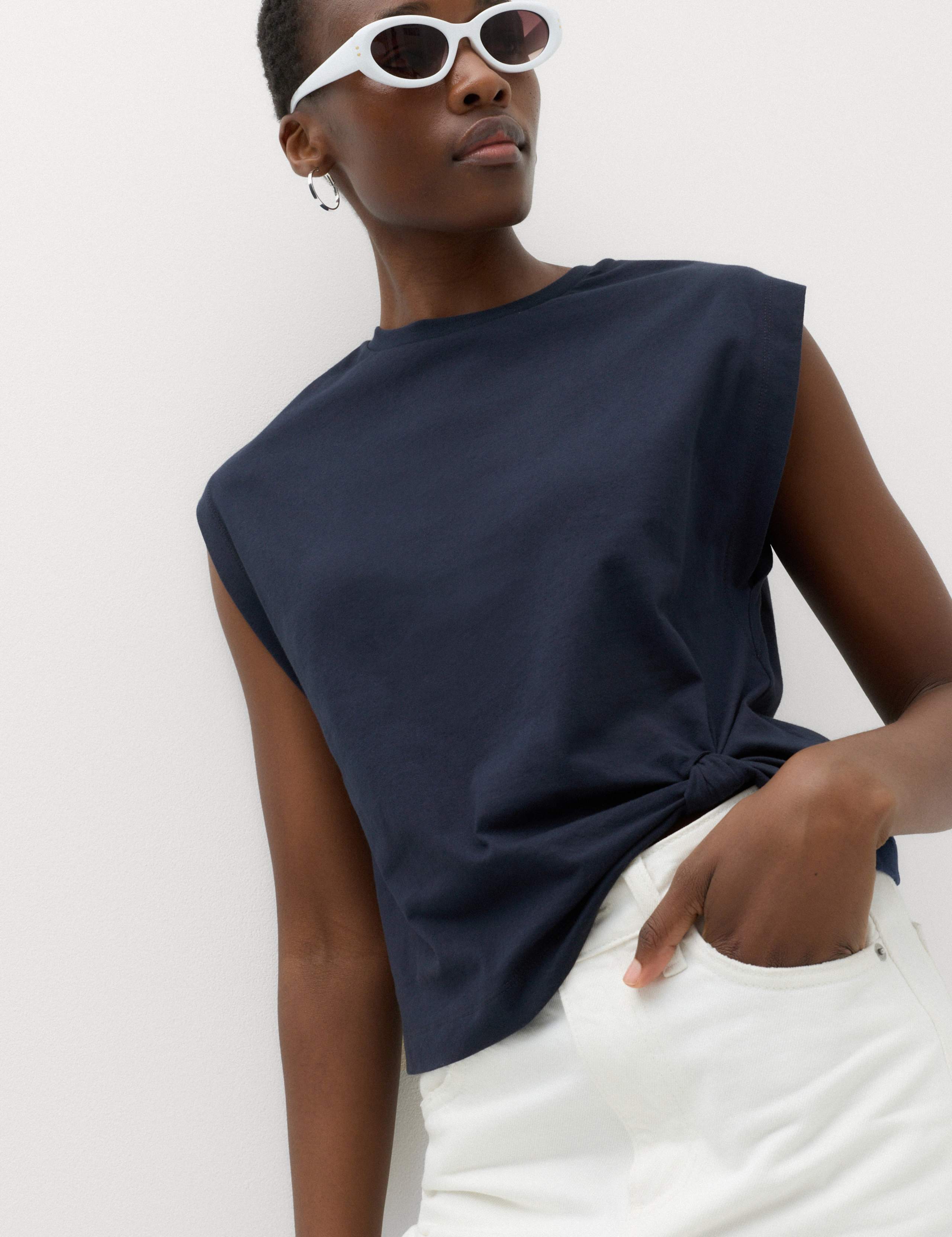 Pure Cotton Knot Detail T-Shirt
