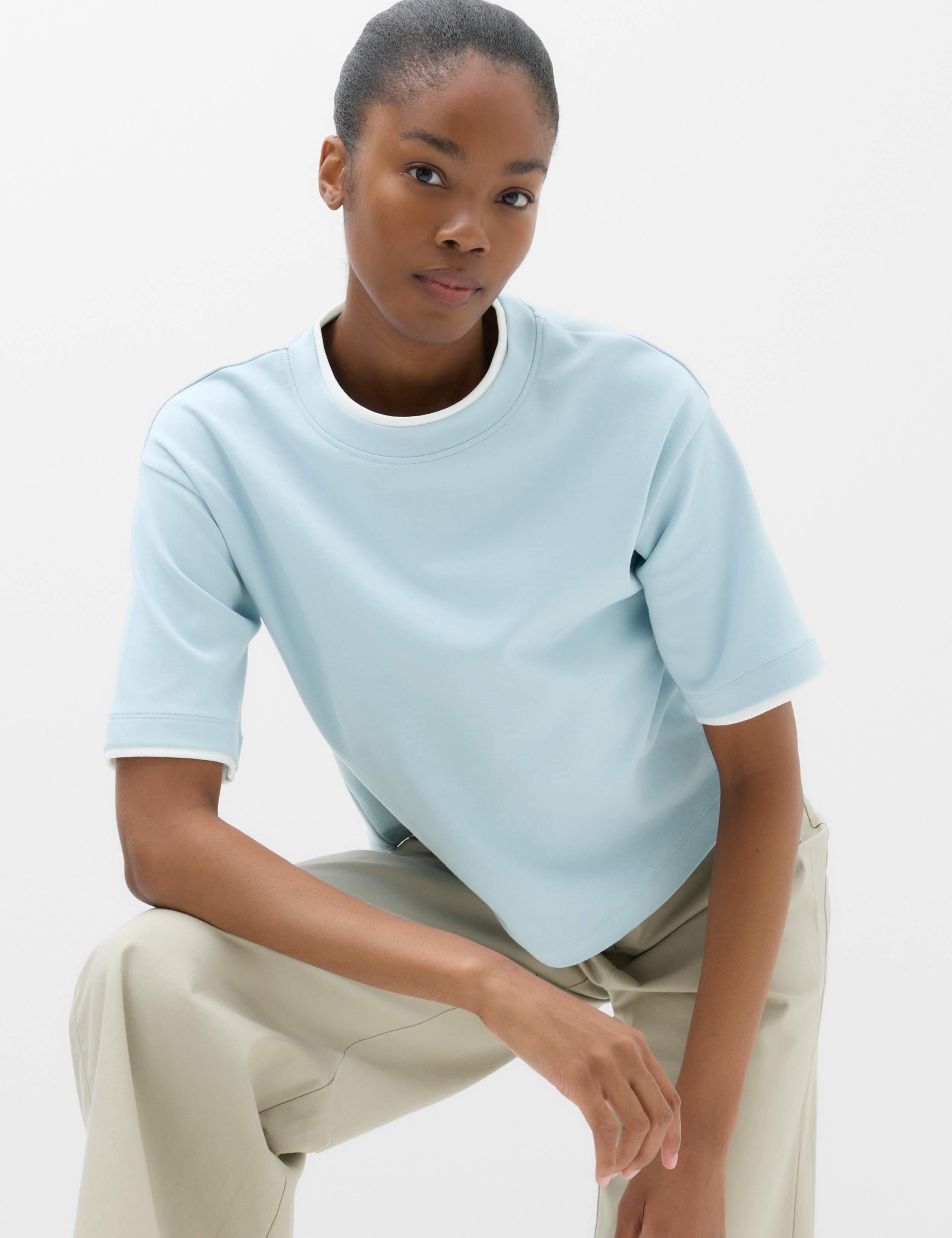 Pure Cotton Double Layer Boxy T-Shirt