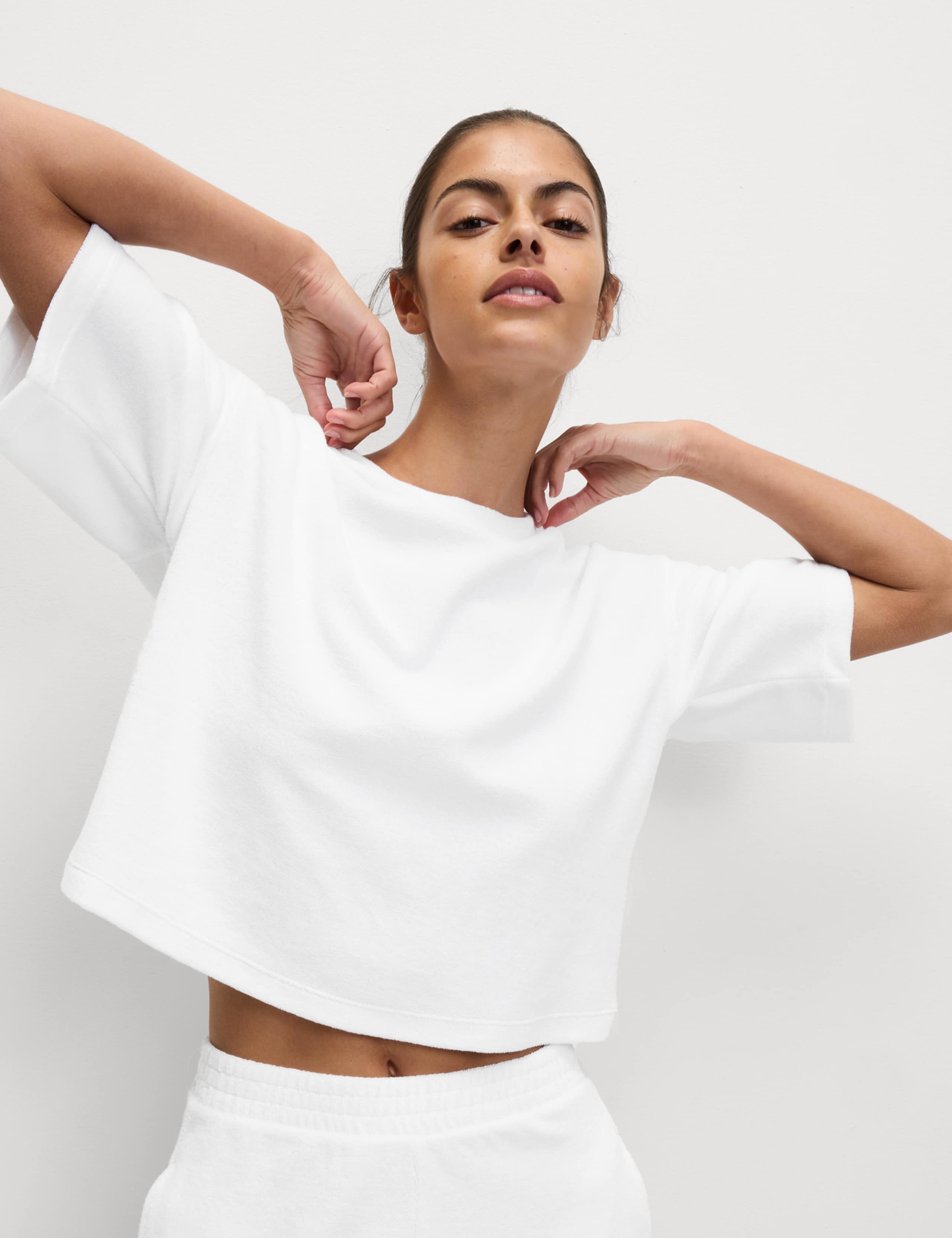 Cotton Rich Towelling Cropped Top