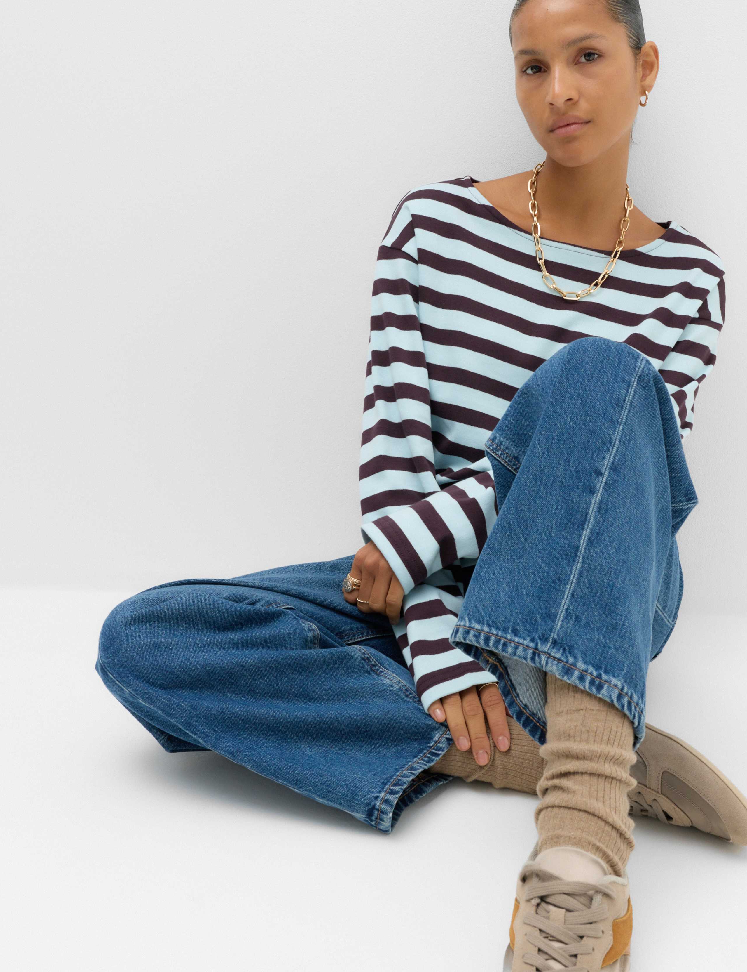 Pure Cotton Striped Crew Neck T-Shirt