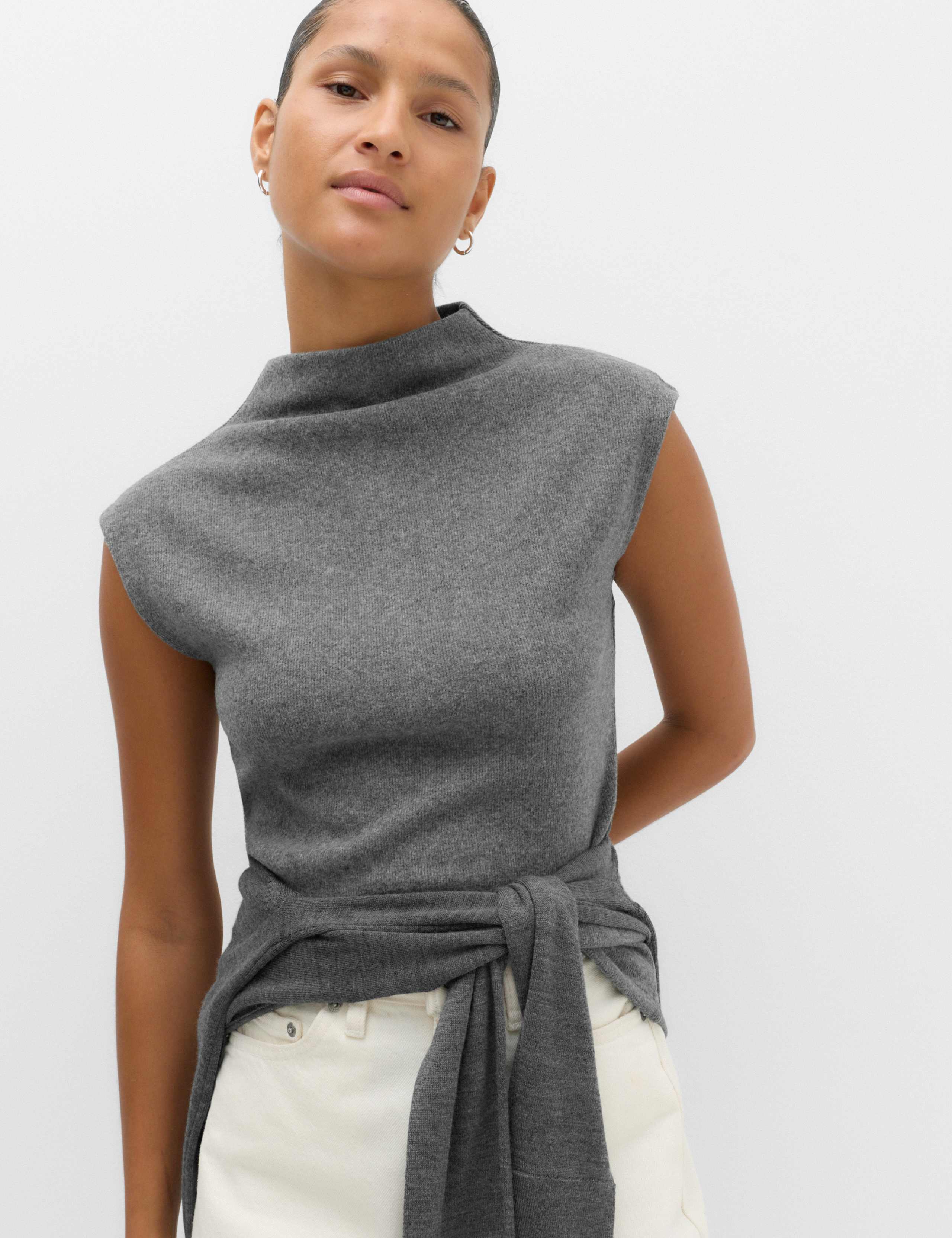 Textured Funnel Neck Cosy Vest