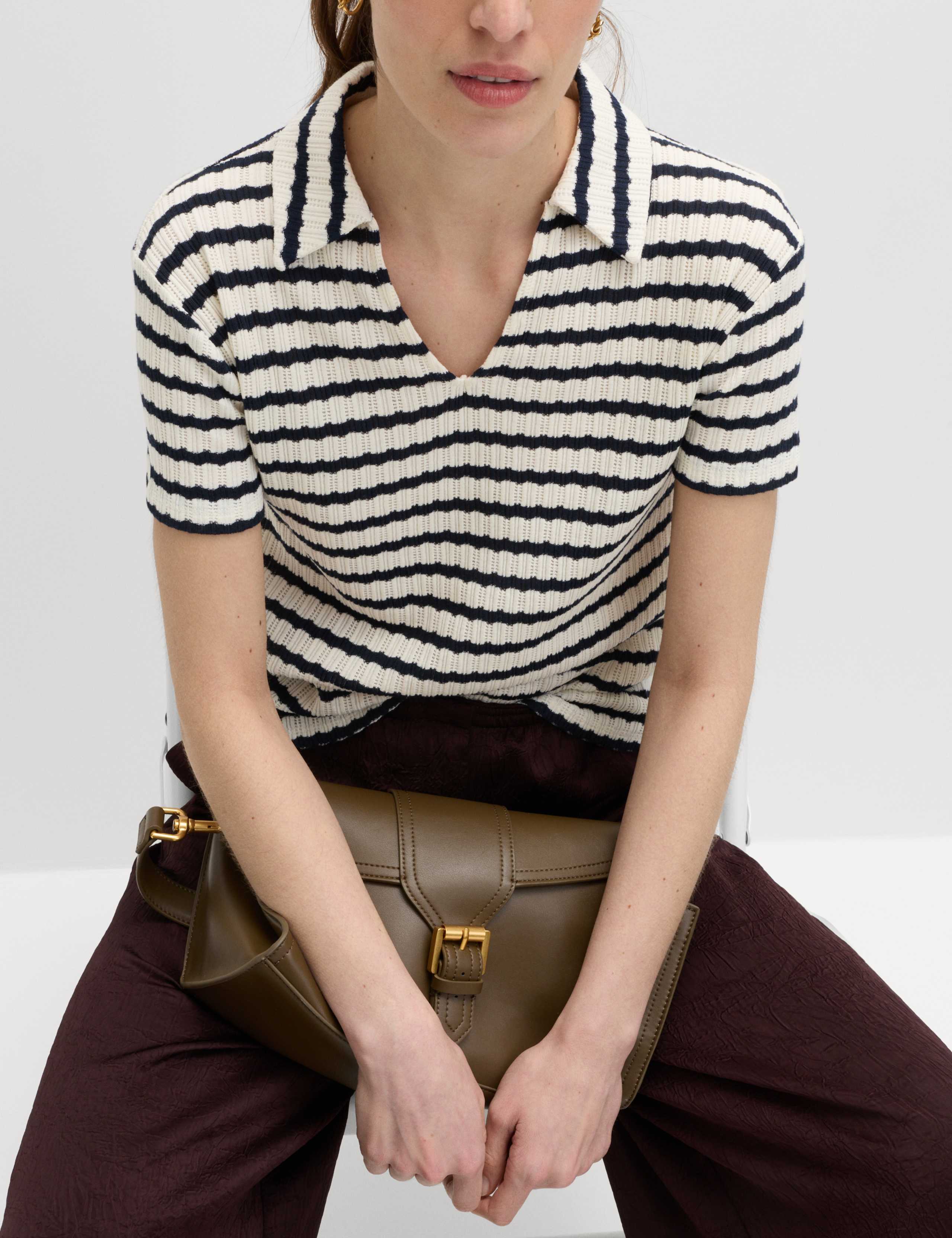 Cotton Blend Jacquard Striped Top