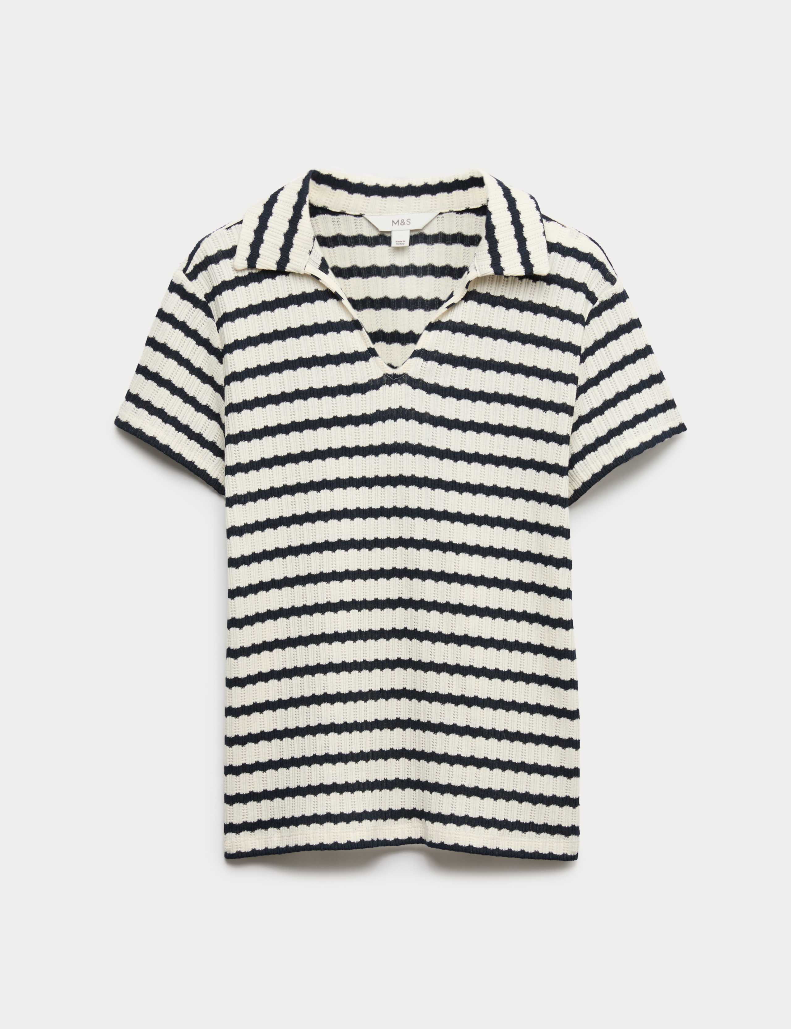 Cotton Blend Jacquard Striped Top
