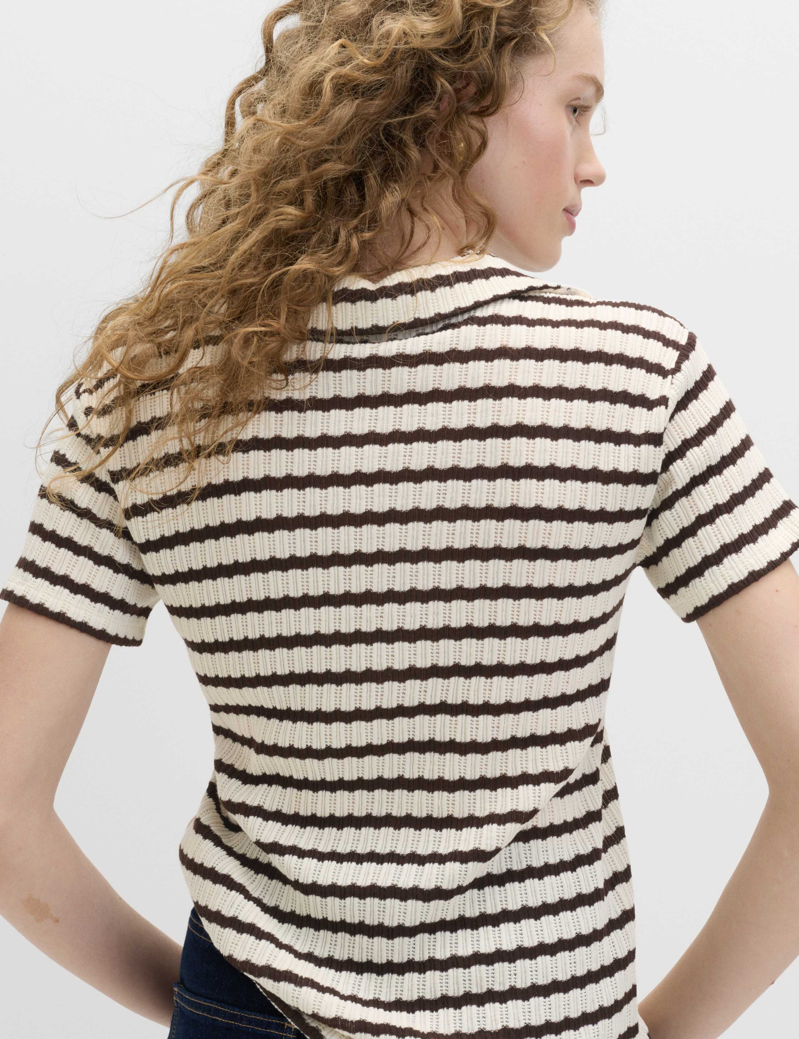 Cotton Blend Jacquard Striped Top