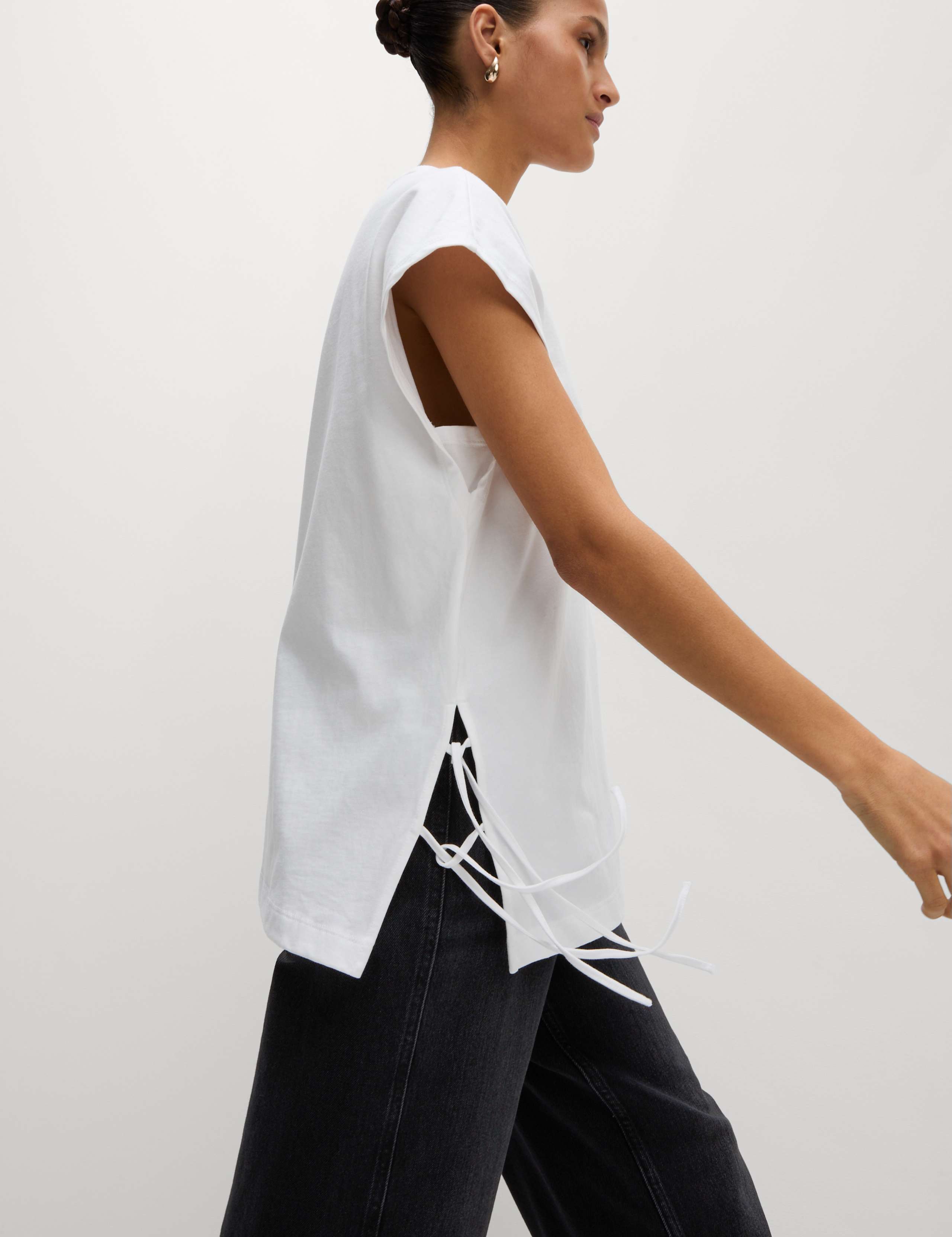 Pure Cotton Side Tie Jersey T-Shirt