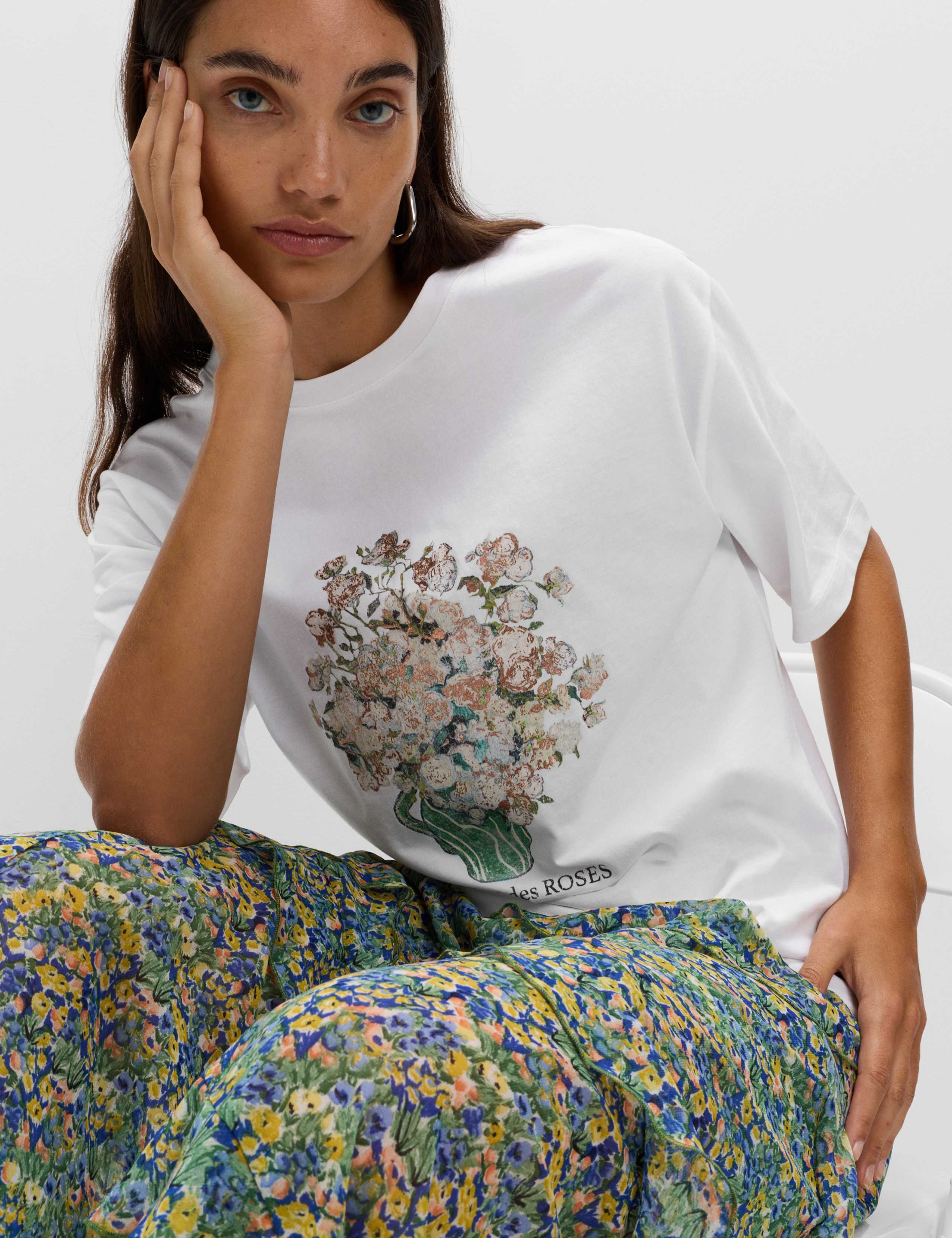 Pure Cotton Floral Graphic Oversized T-Shirt