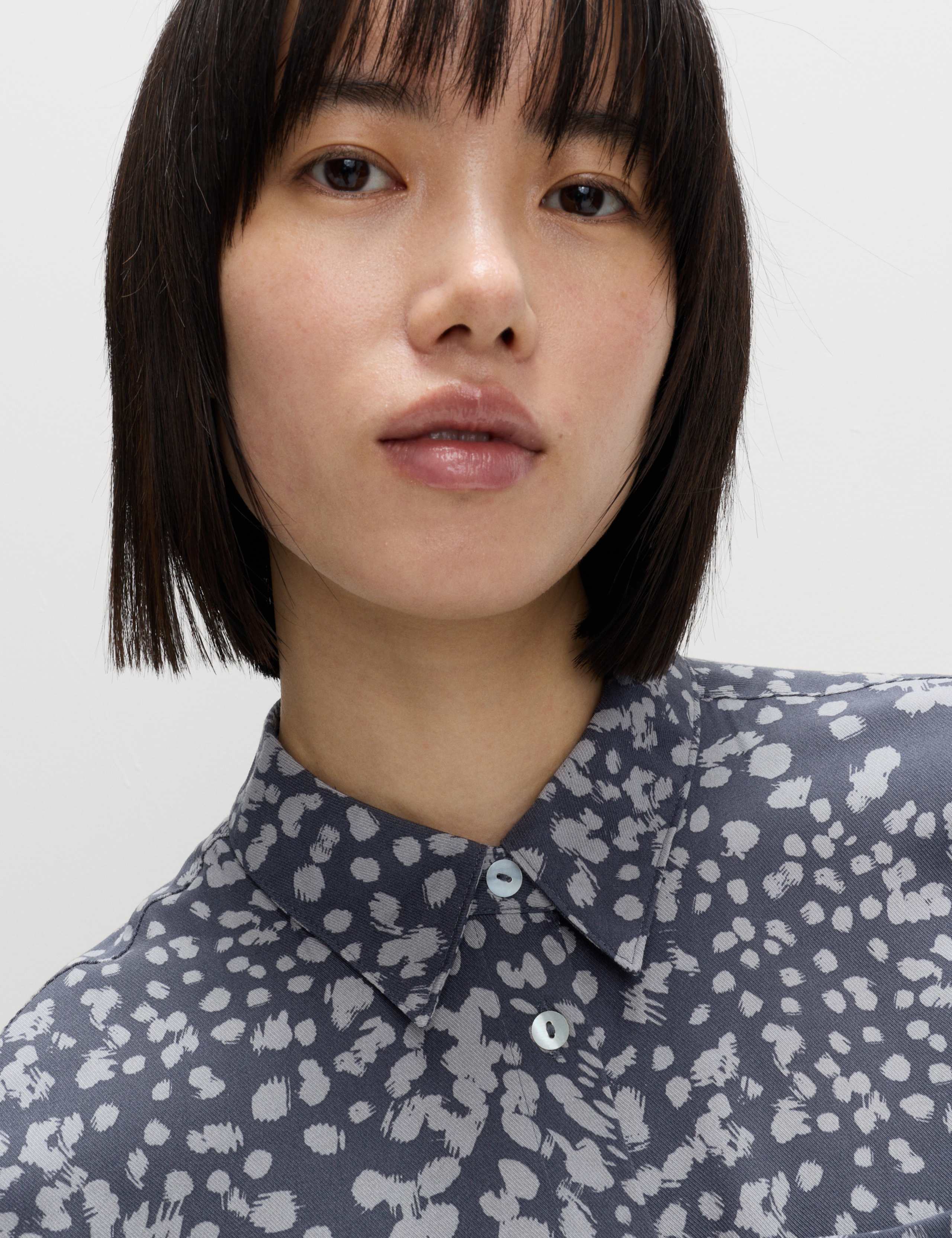 Printed Collared Button Through Blouse