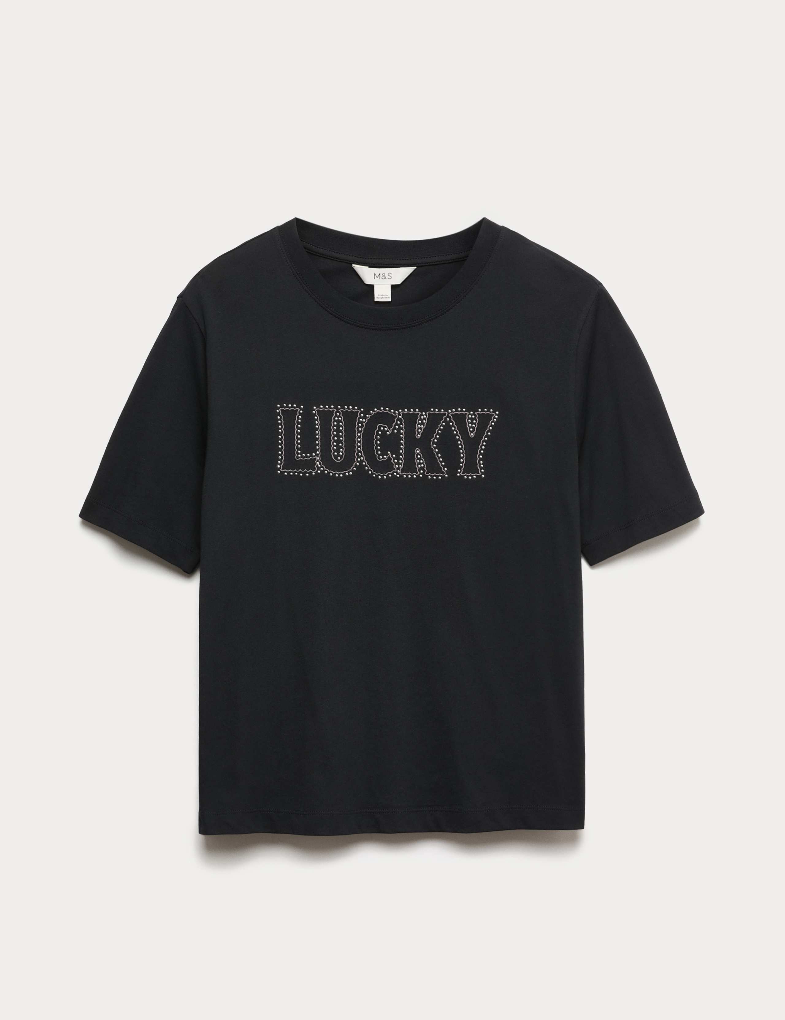Pure Cotton Embellished 'Lucky' T-Shirt