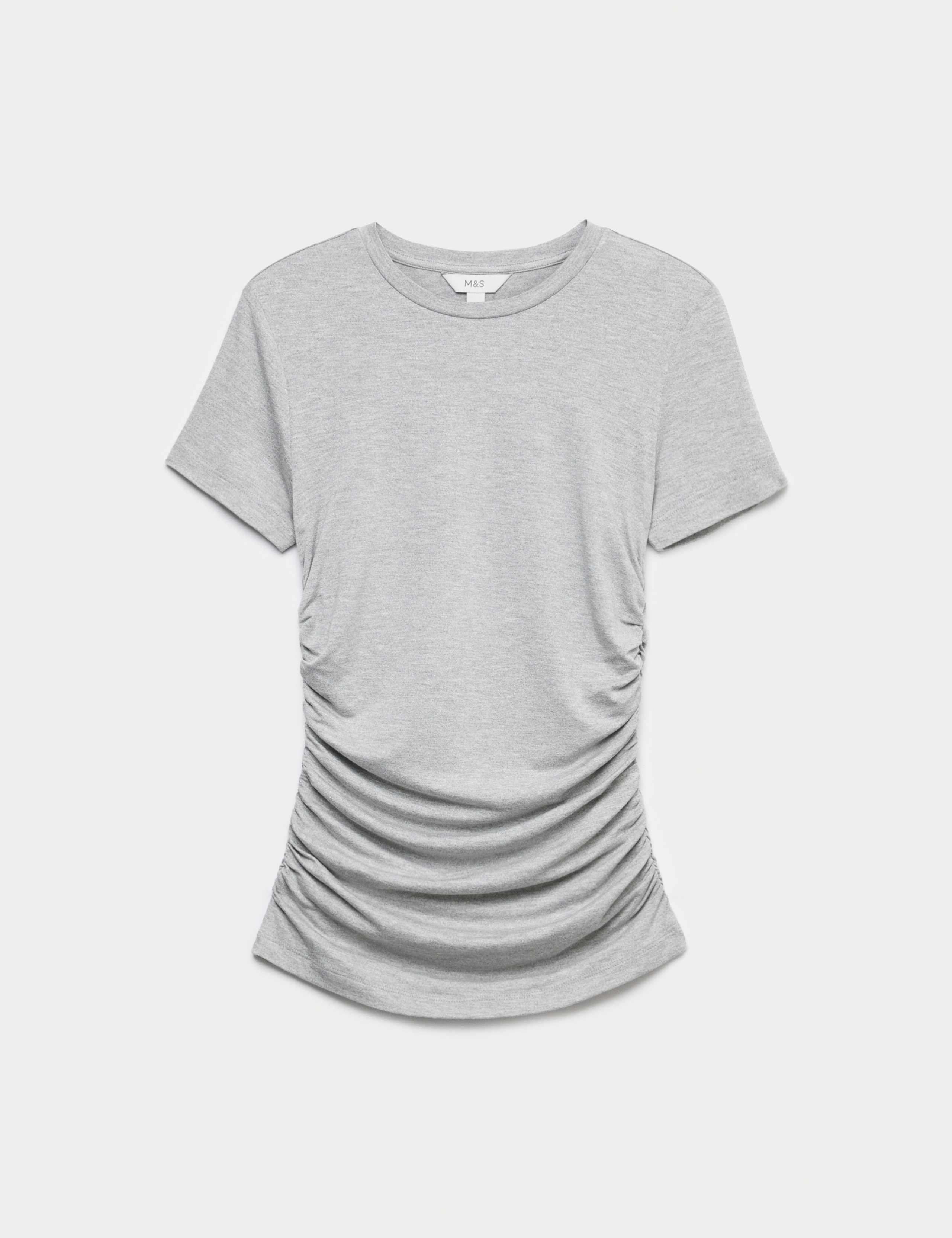 Ruched Short Sleeve Longline Top