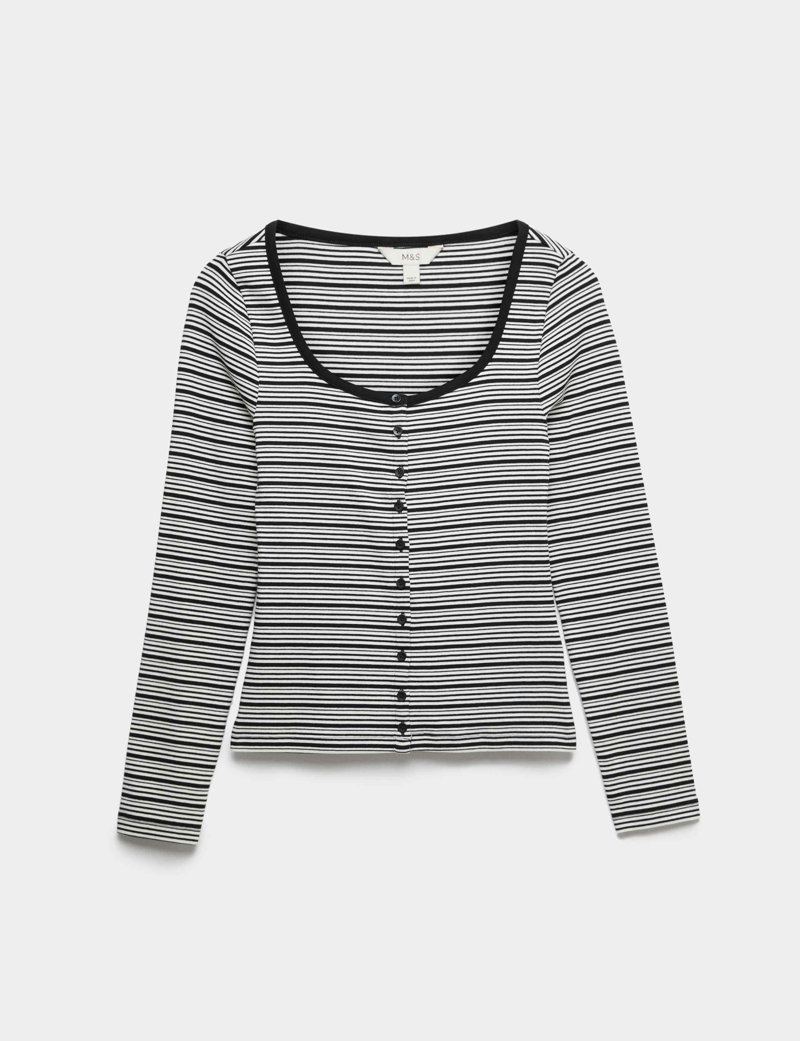 Cotton Rich Scoop Neck Henley Top