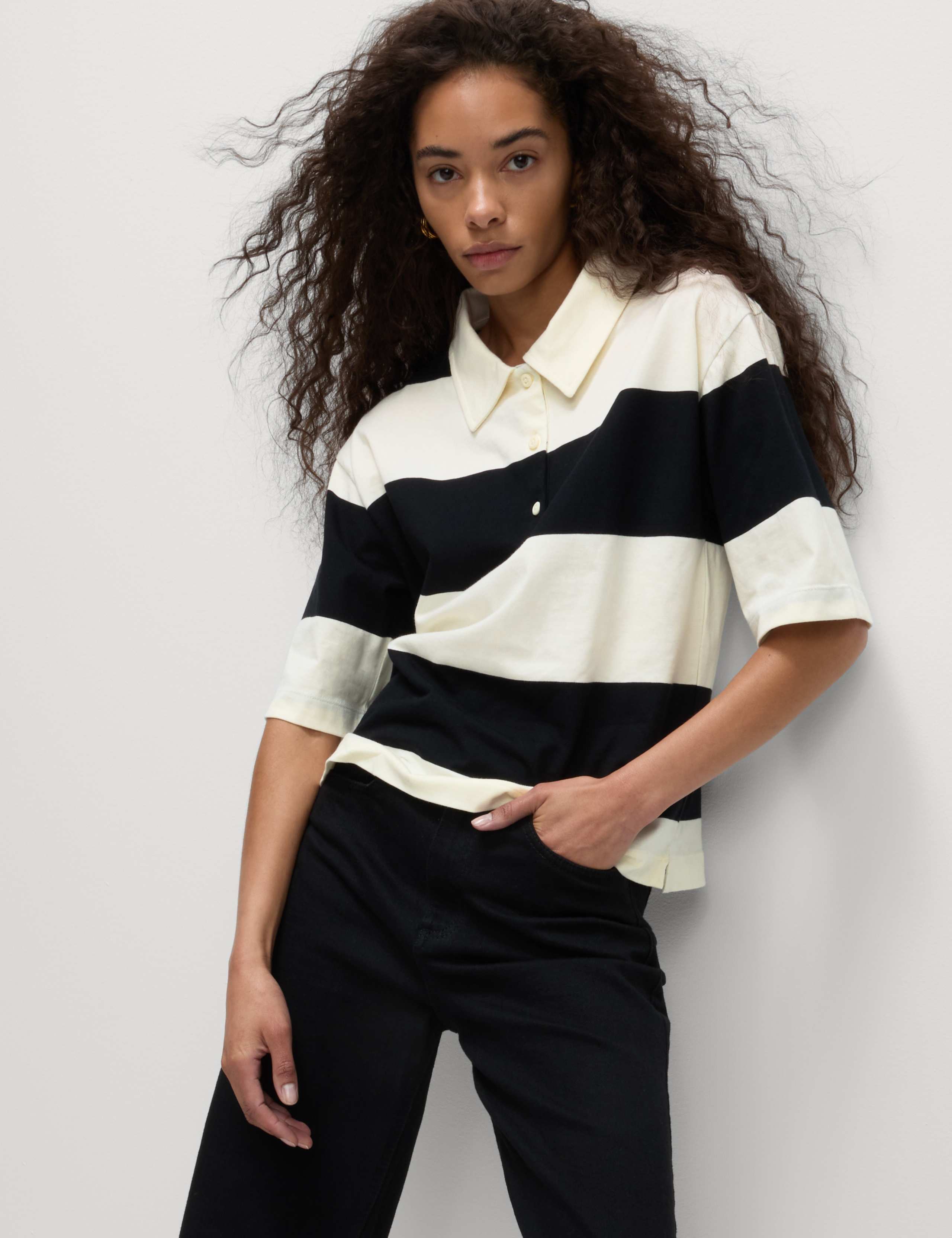 Jersey Asymmetric Ruffle Neck Top