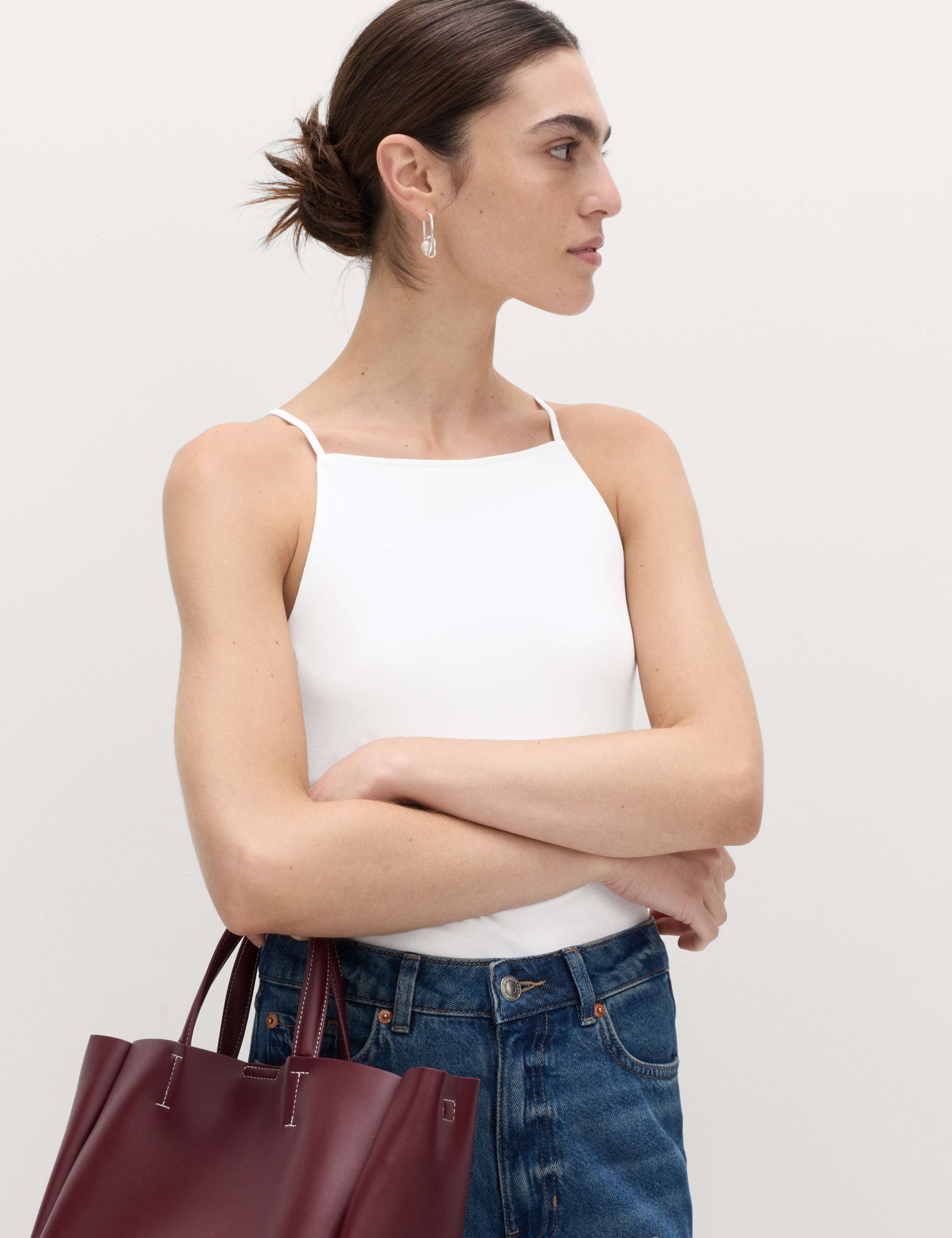 Cotton Rich Square Neck Spaghetti Strap Vest