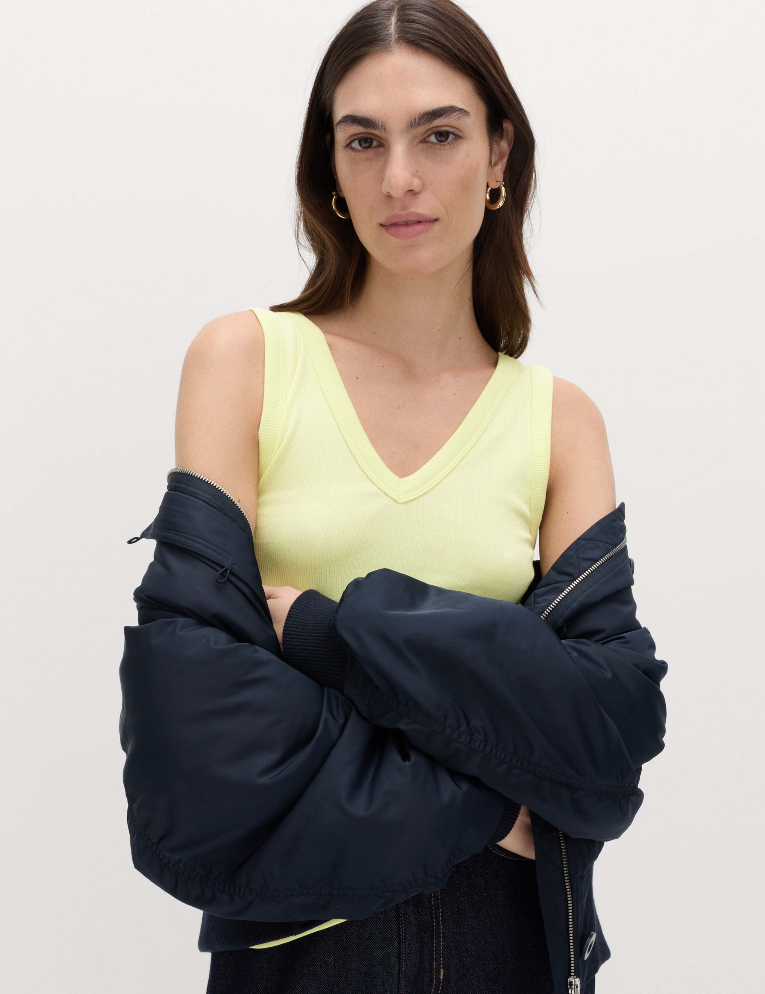 Cotton Rich Ribbed V-Neck Vest