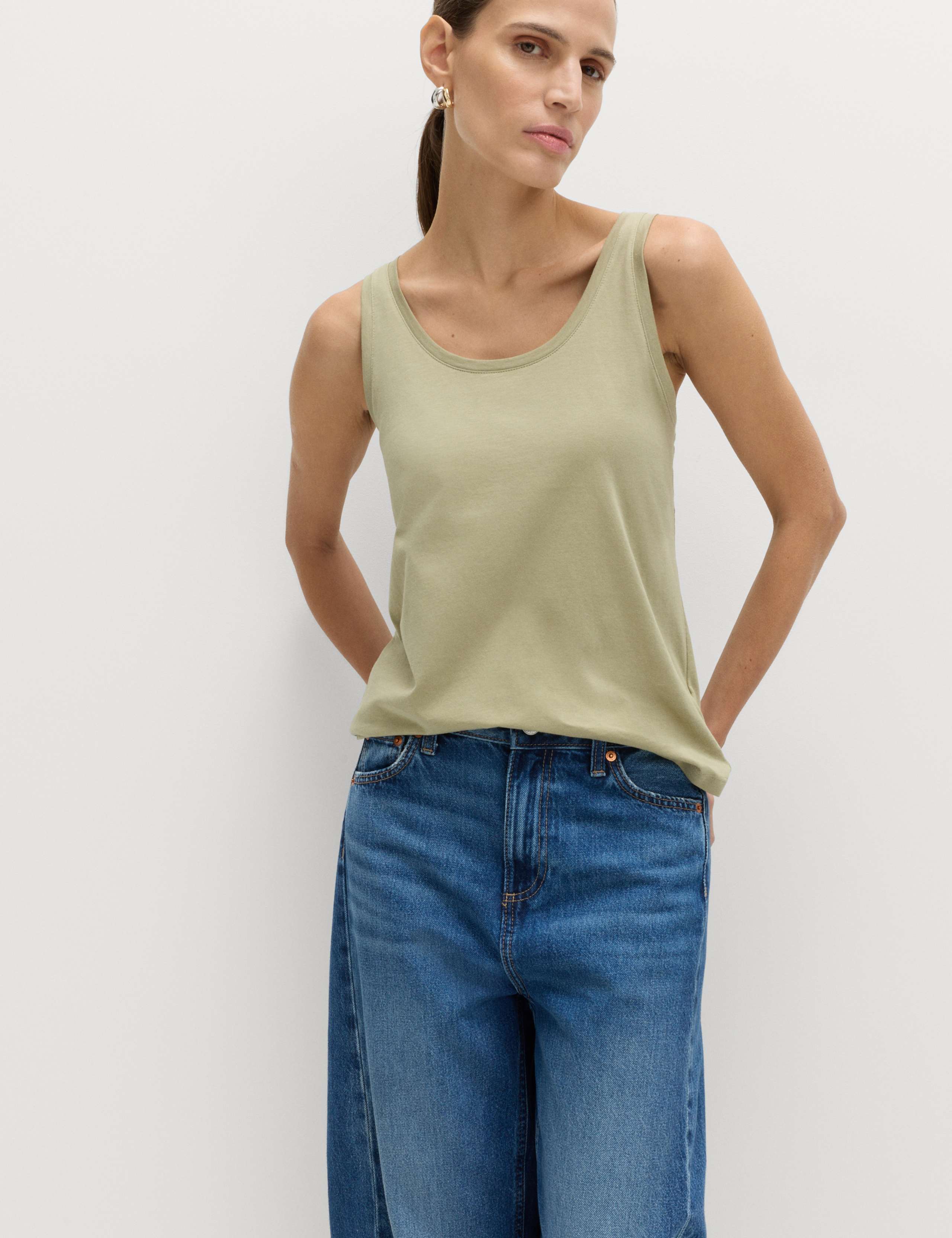 Pure Cotton Scoop Neck Top