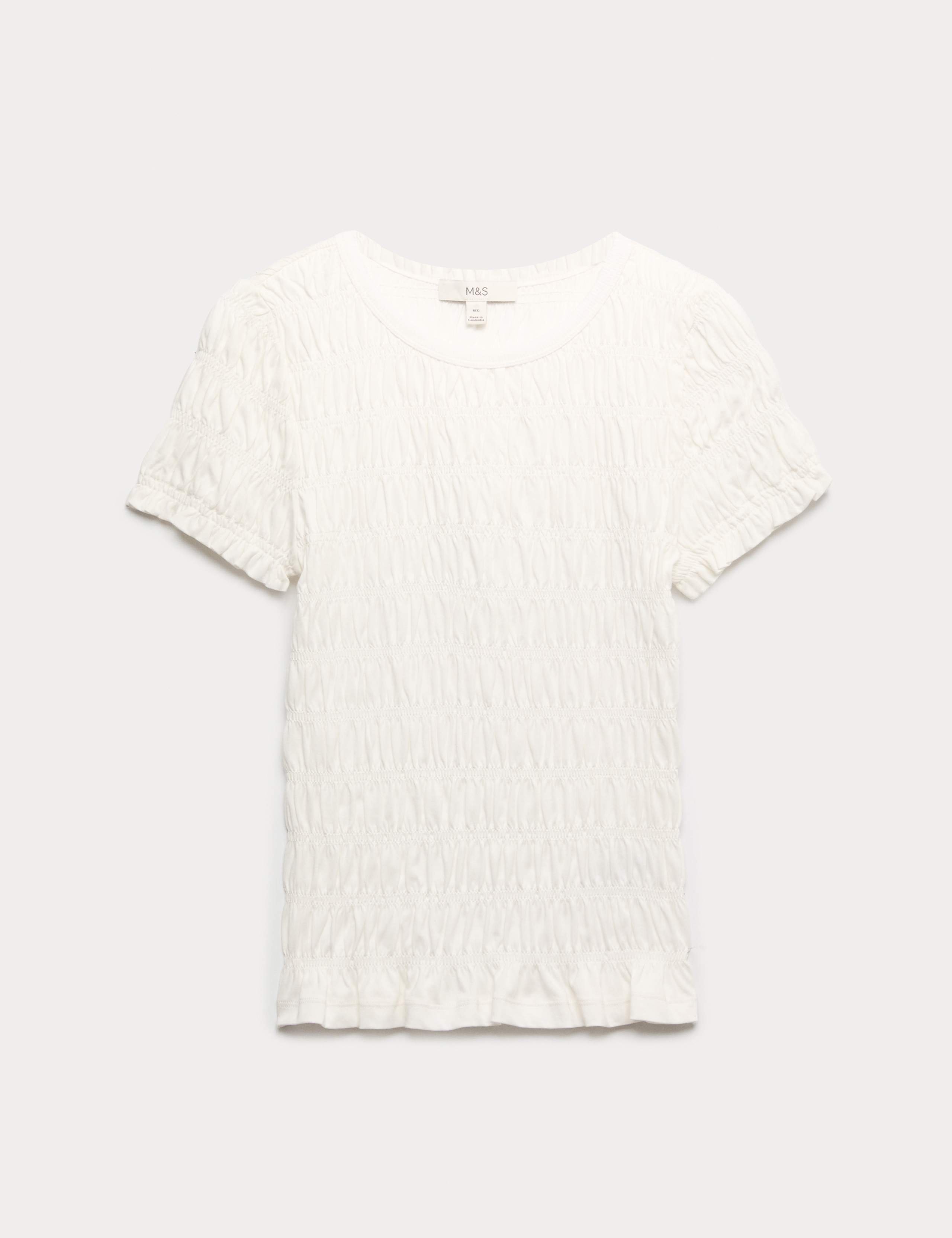 Pure Cotton Smocked Detail Top