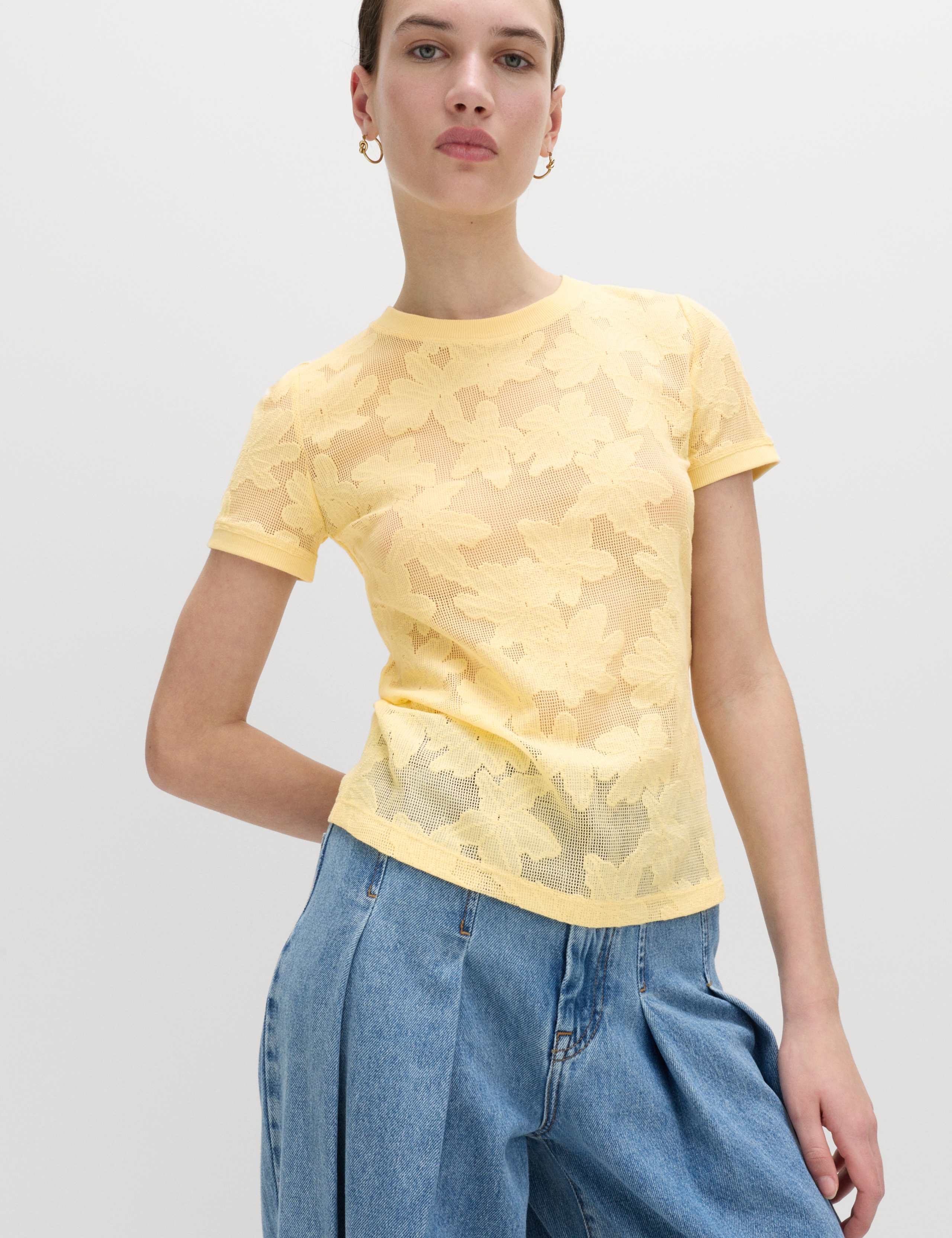 Cotton Blend Floral Lace Top