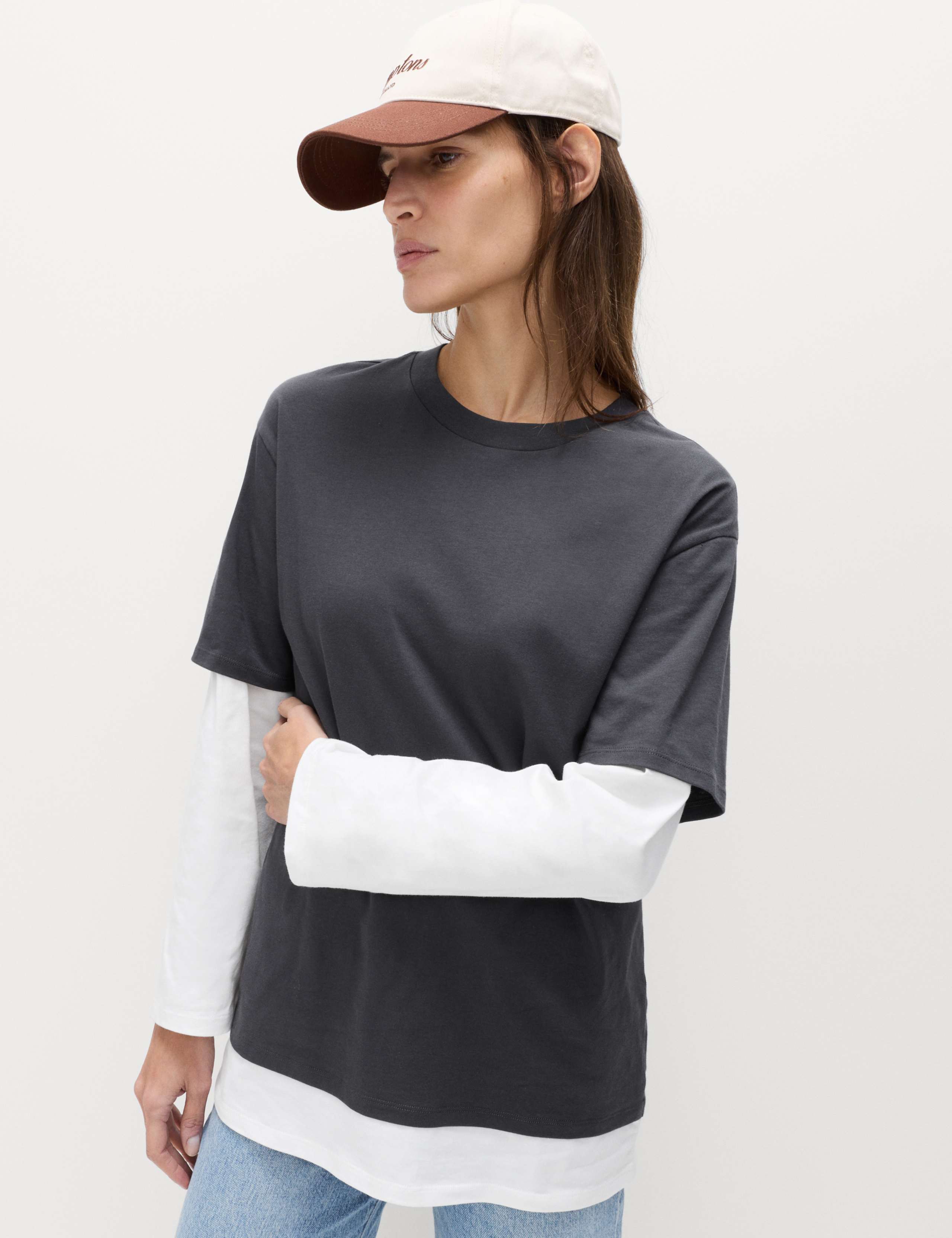 Pure Cotton Double Layer Oversized T-Shirt