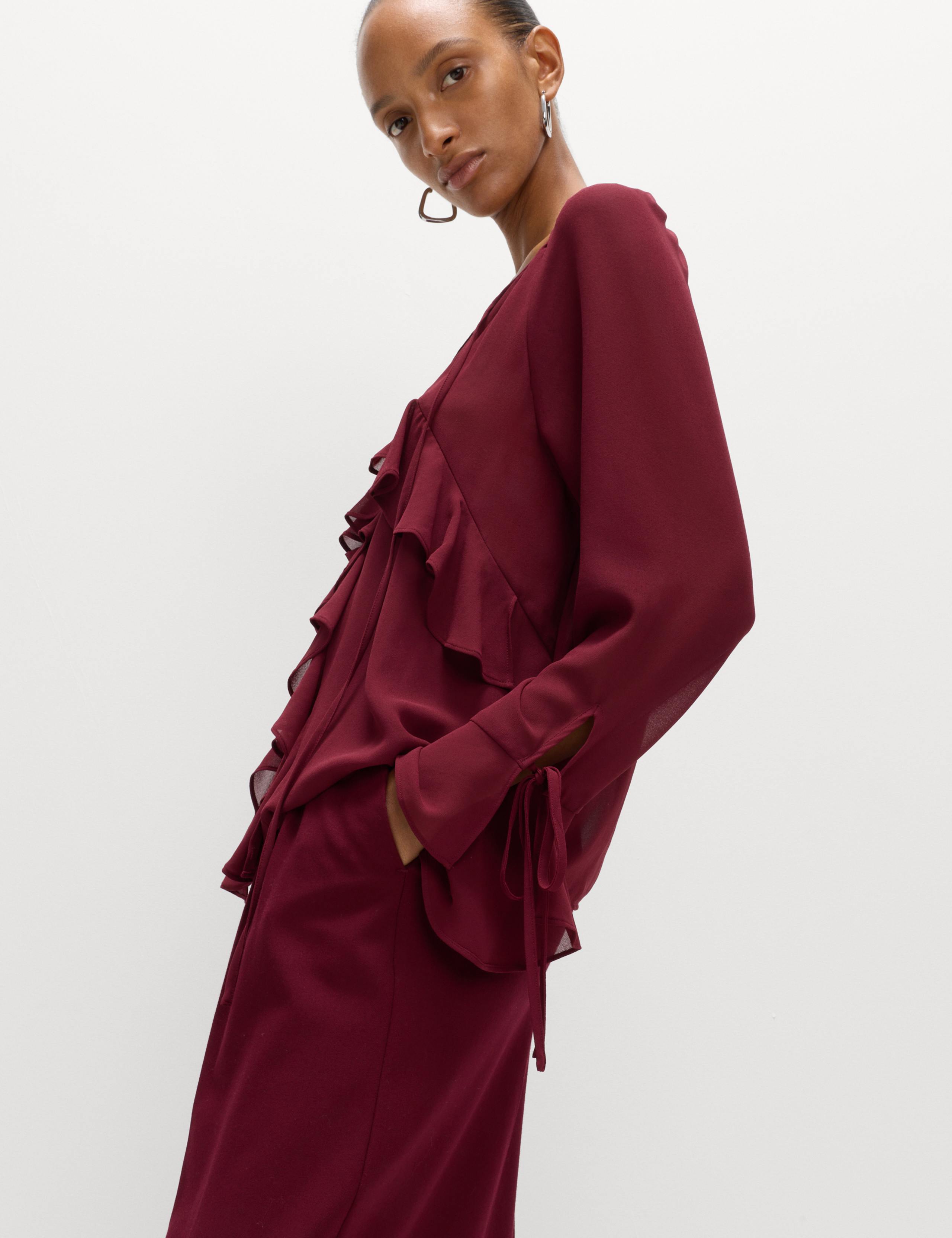 Tie Neck Ruffle Blouse