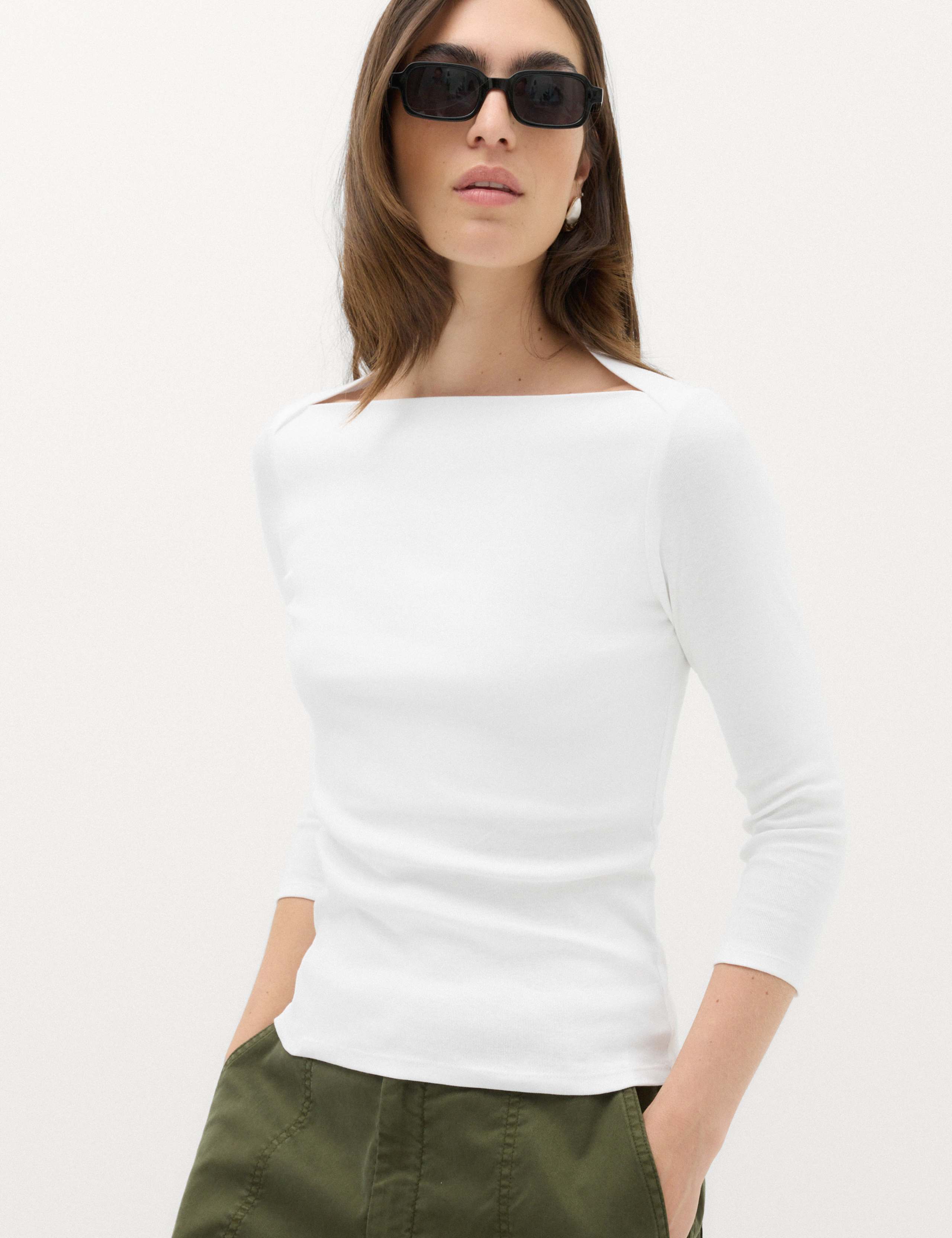Pure Cotton Slash Neck Top