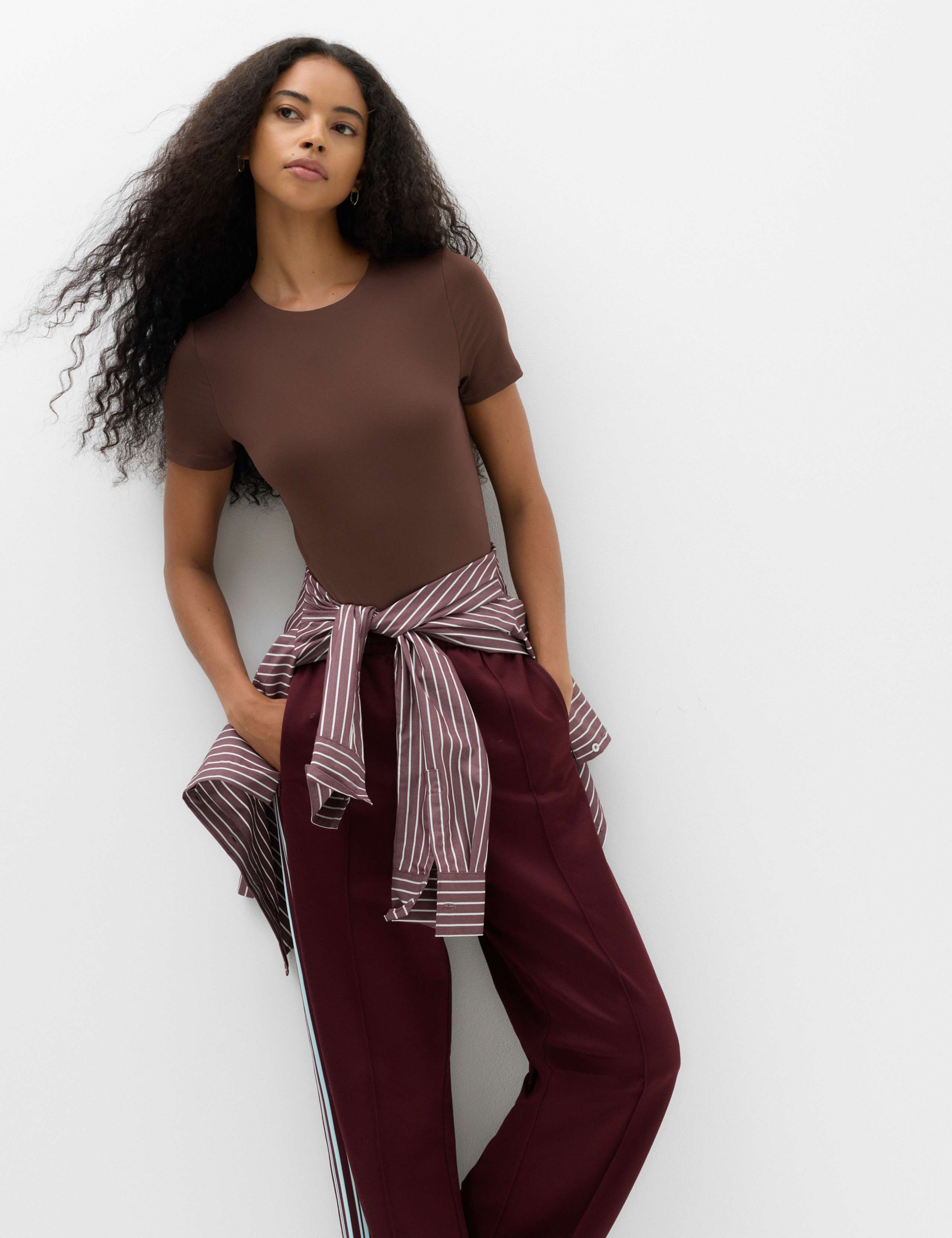 Crew Neck Short Sleeve Fitted Bodysuit