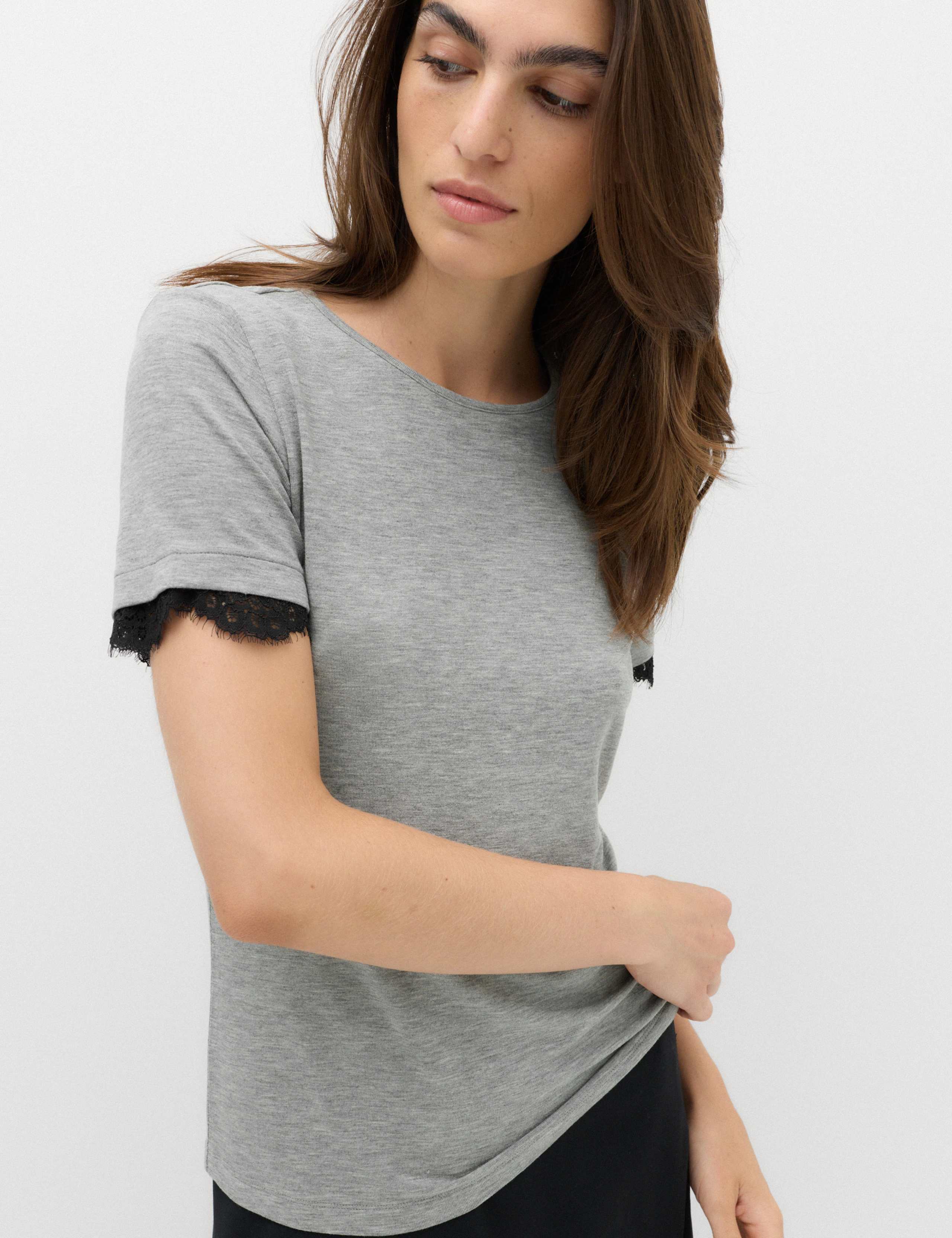 Short Sleeve Lace Trim T-Shirt