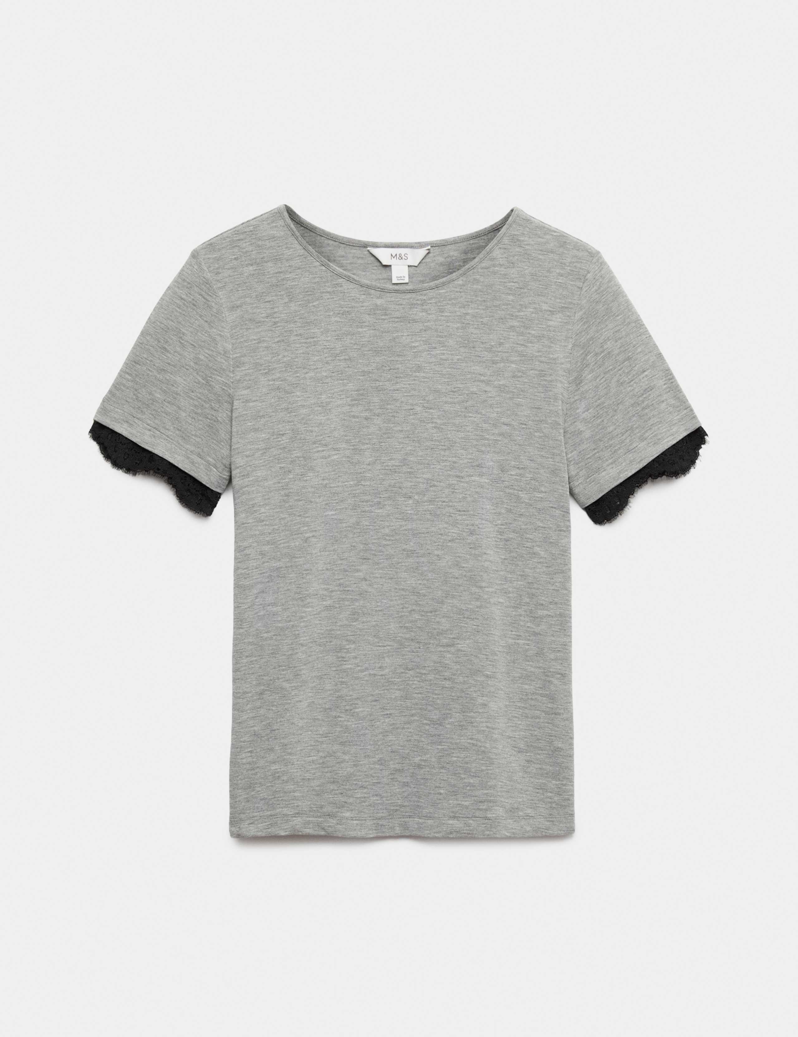 Short Sleeve Lace Trim T-Shirt
