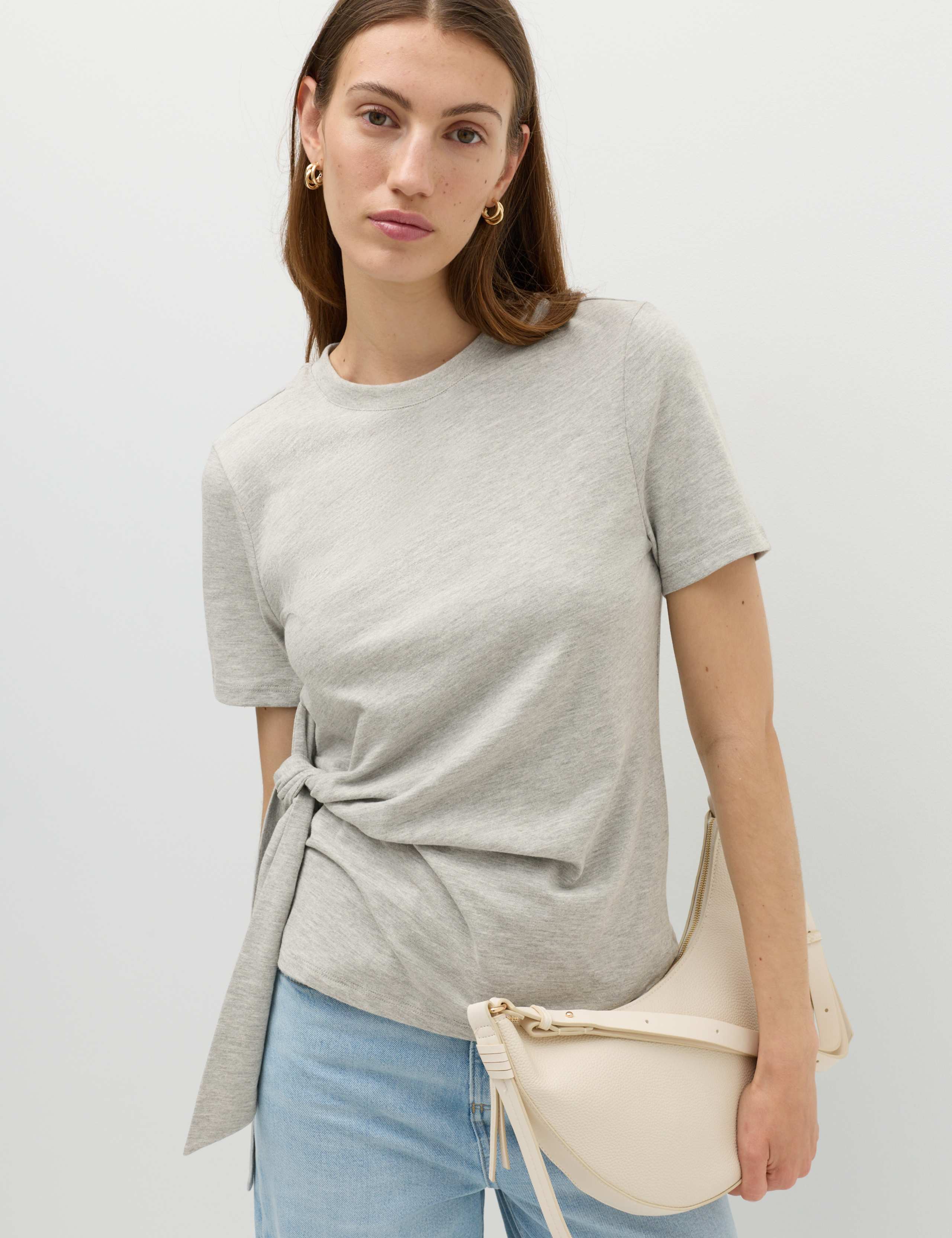 Pure Cotton Tie Waist T-Shirt