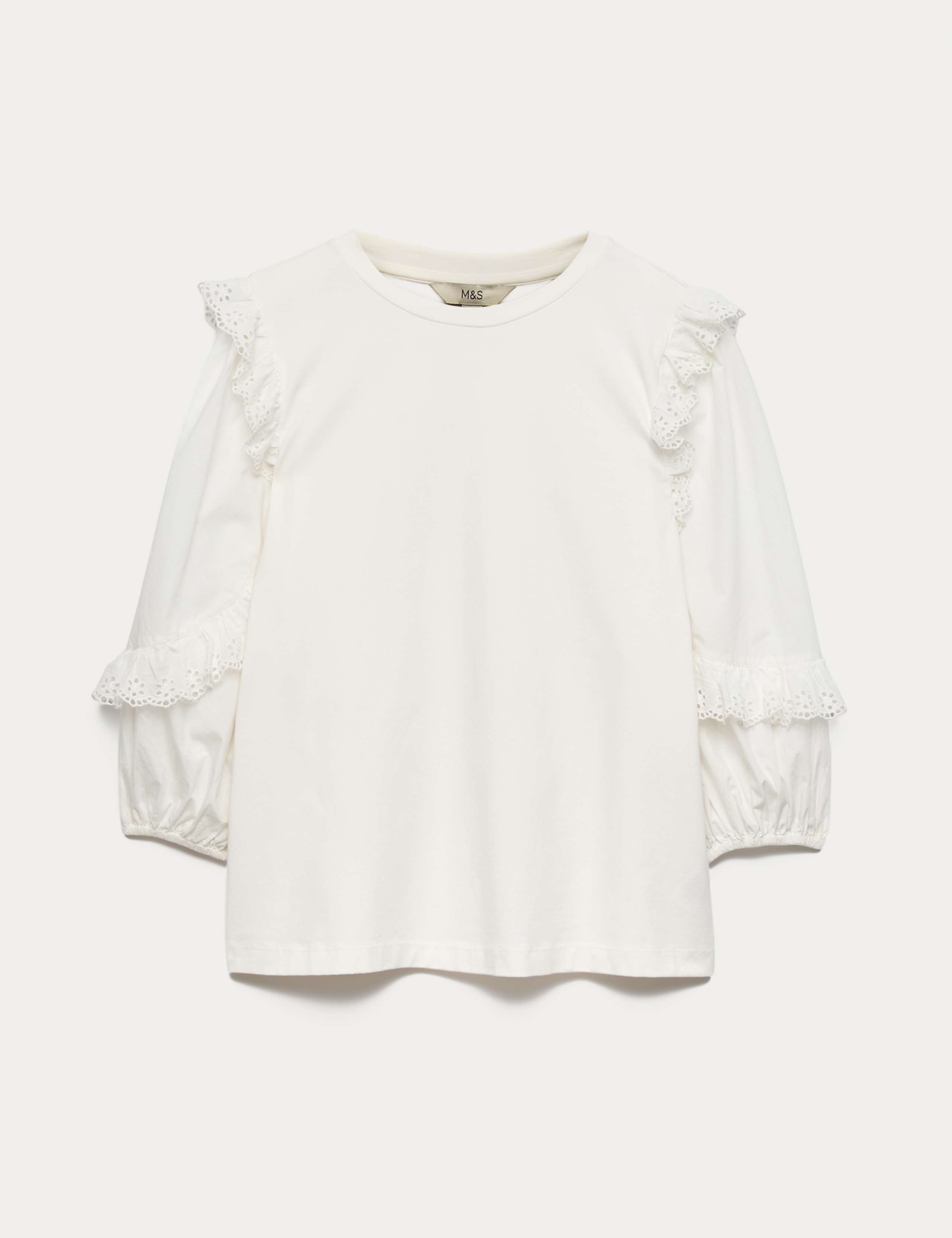 Cotton Rich Ruffle Sleeve Top