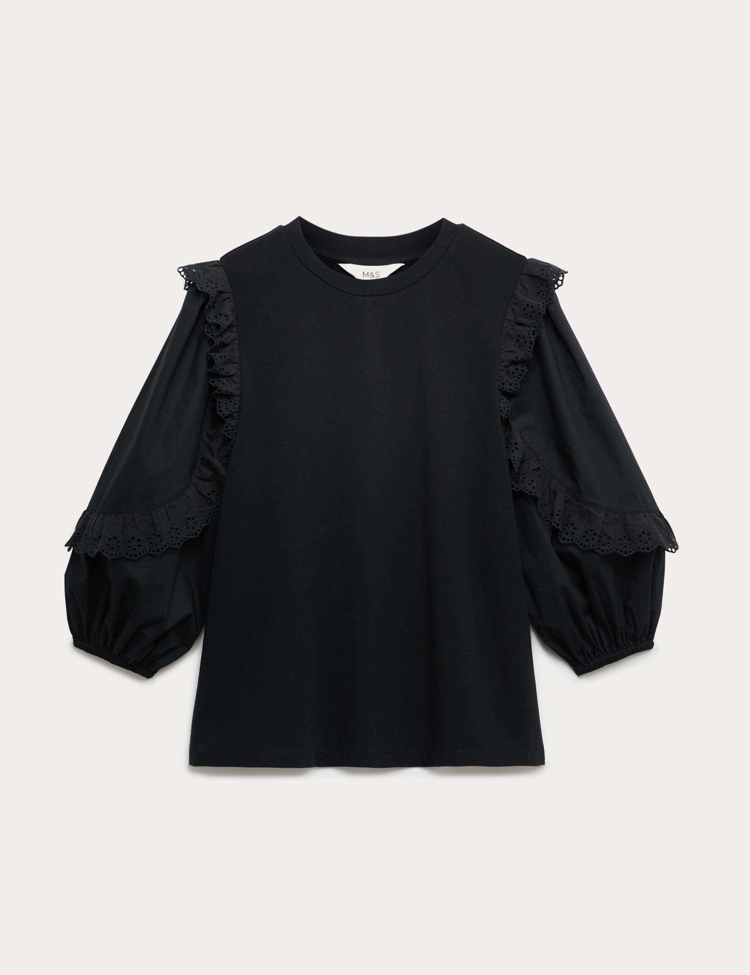 Cotton Rich Ruffle Sleeve Top