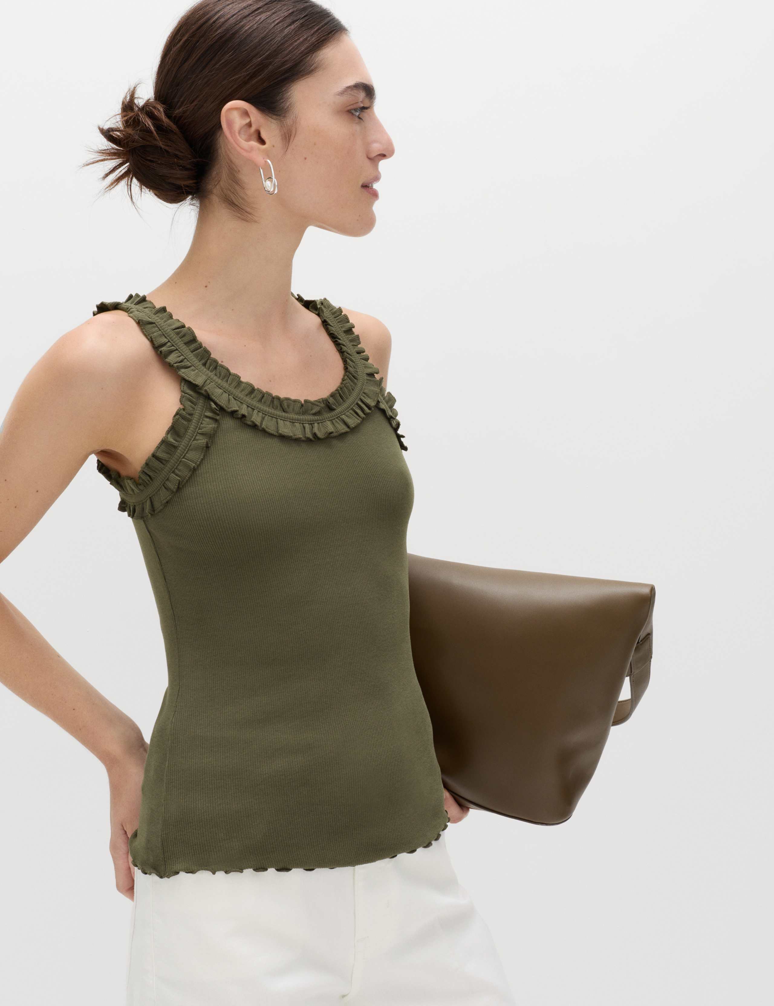 Cotton Rich Frill Strap Vest