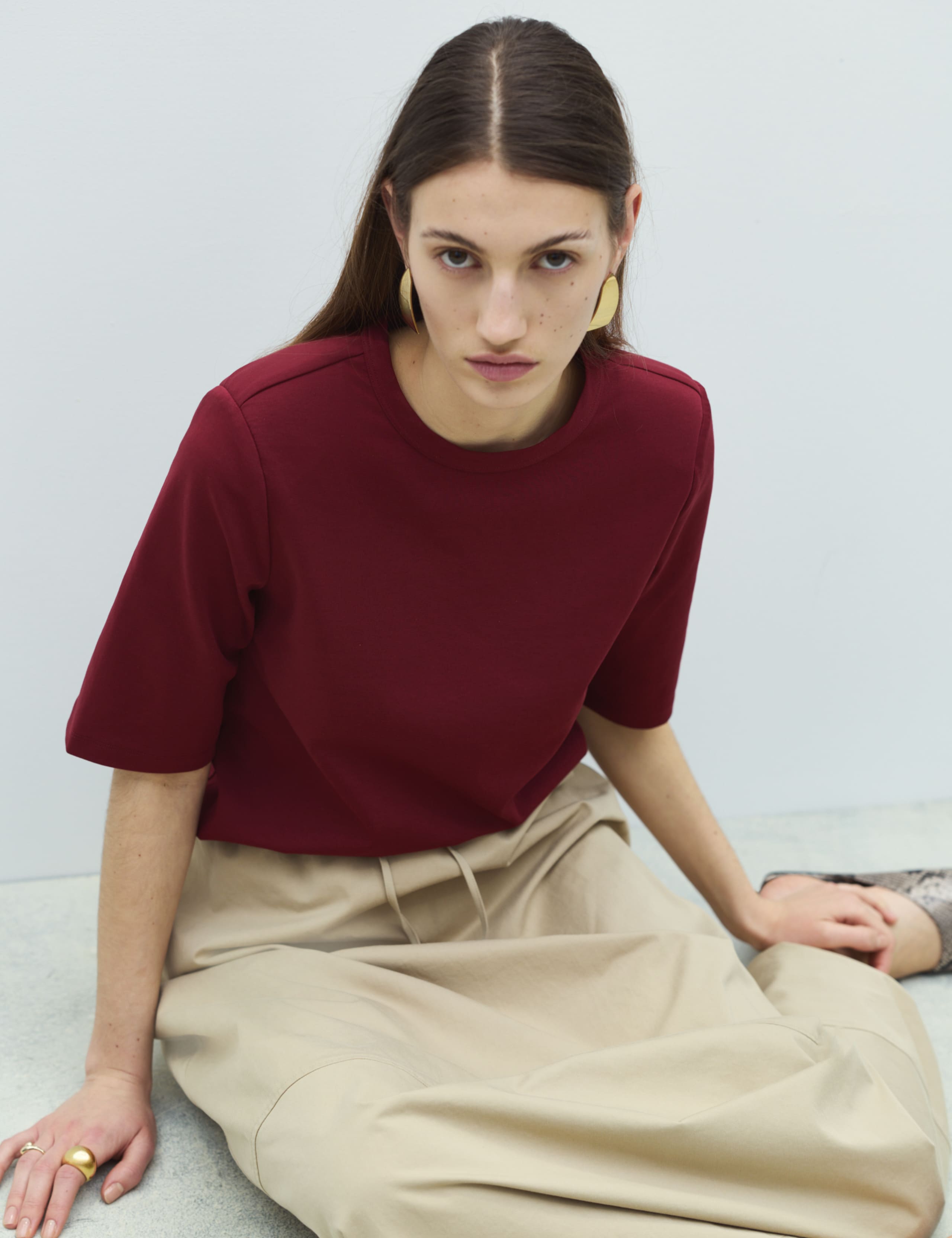 Cotton Rich Padded Shoulder T-Shirt