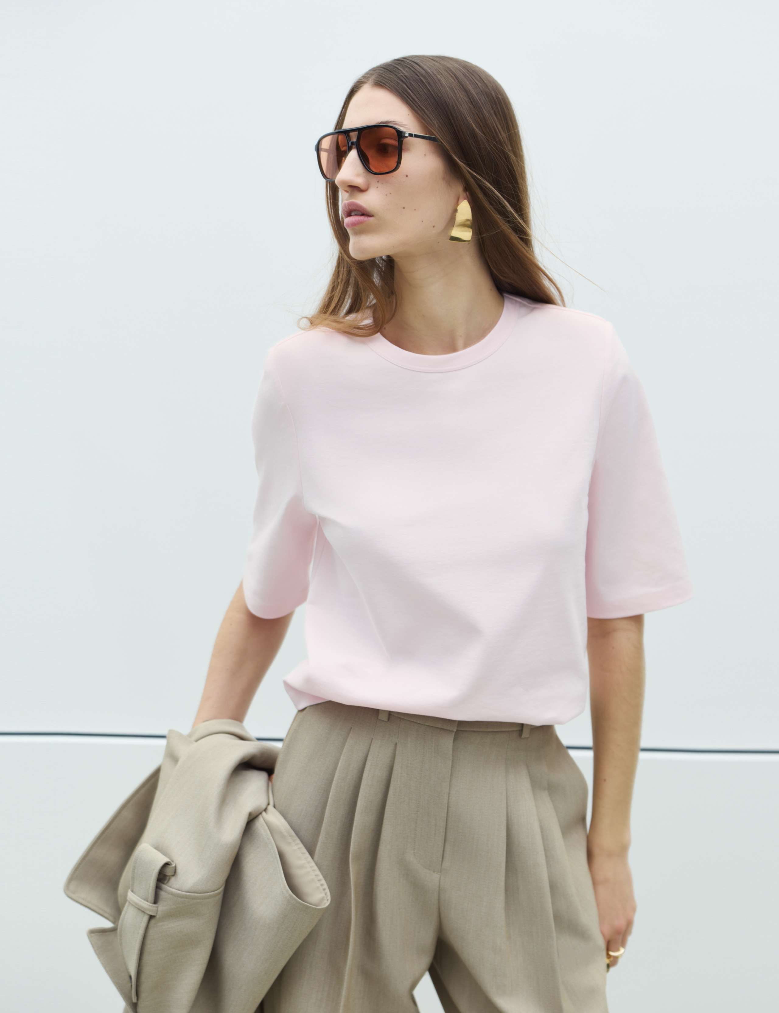 Cotton Rich Padded Shoulder T-Shirt