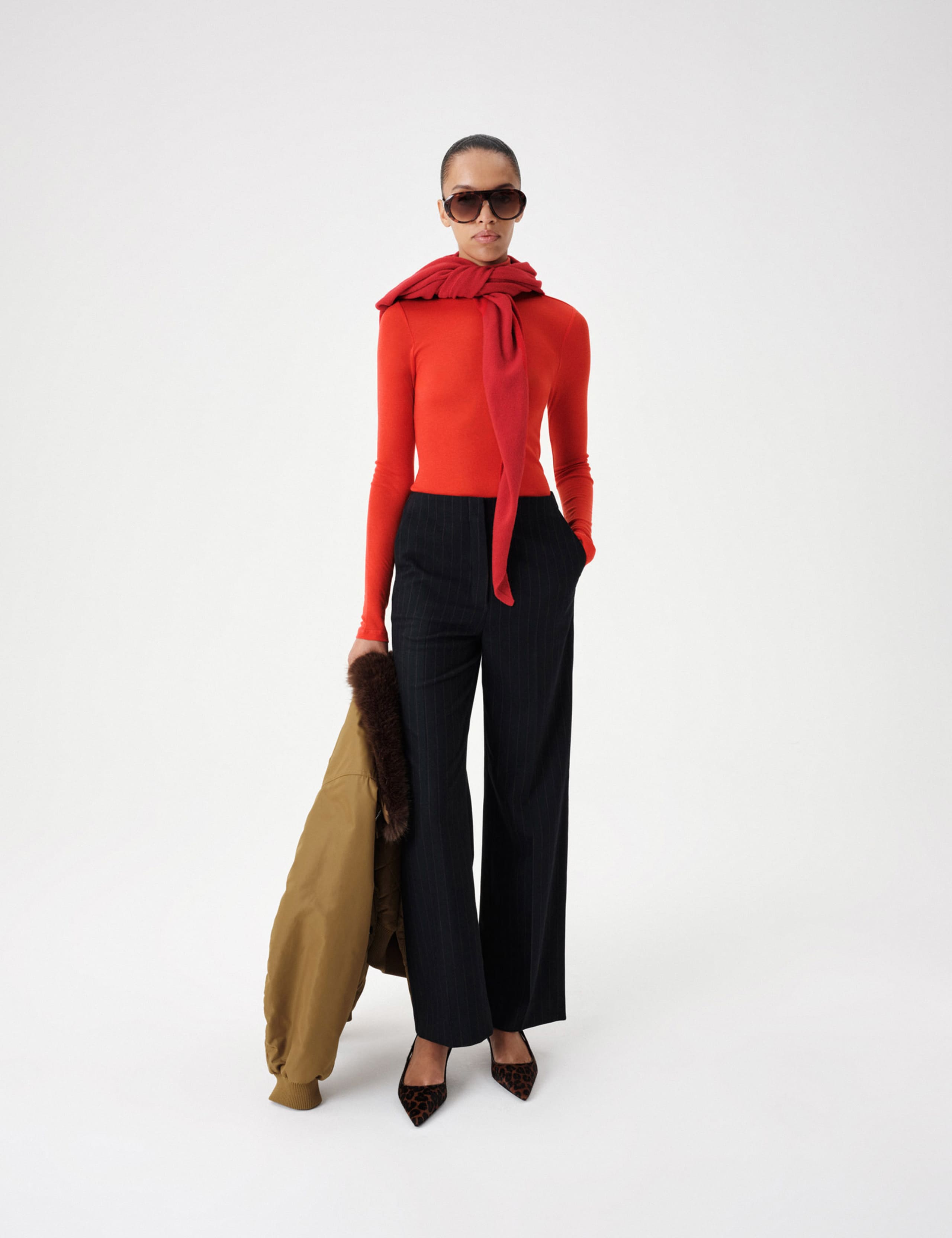 Wool Touch Roll Neck Long Sleeve Top