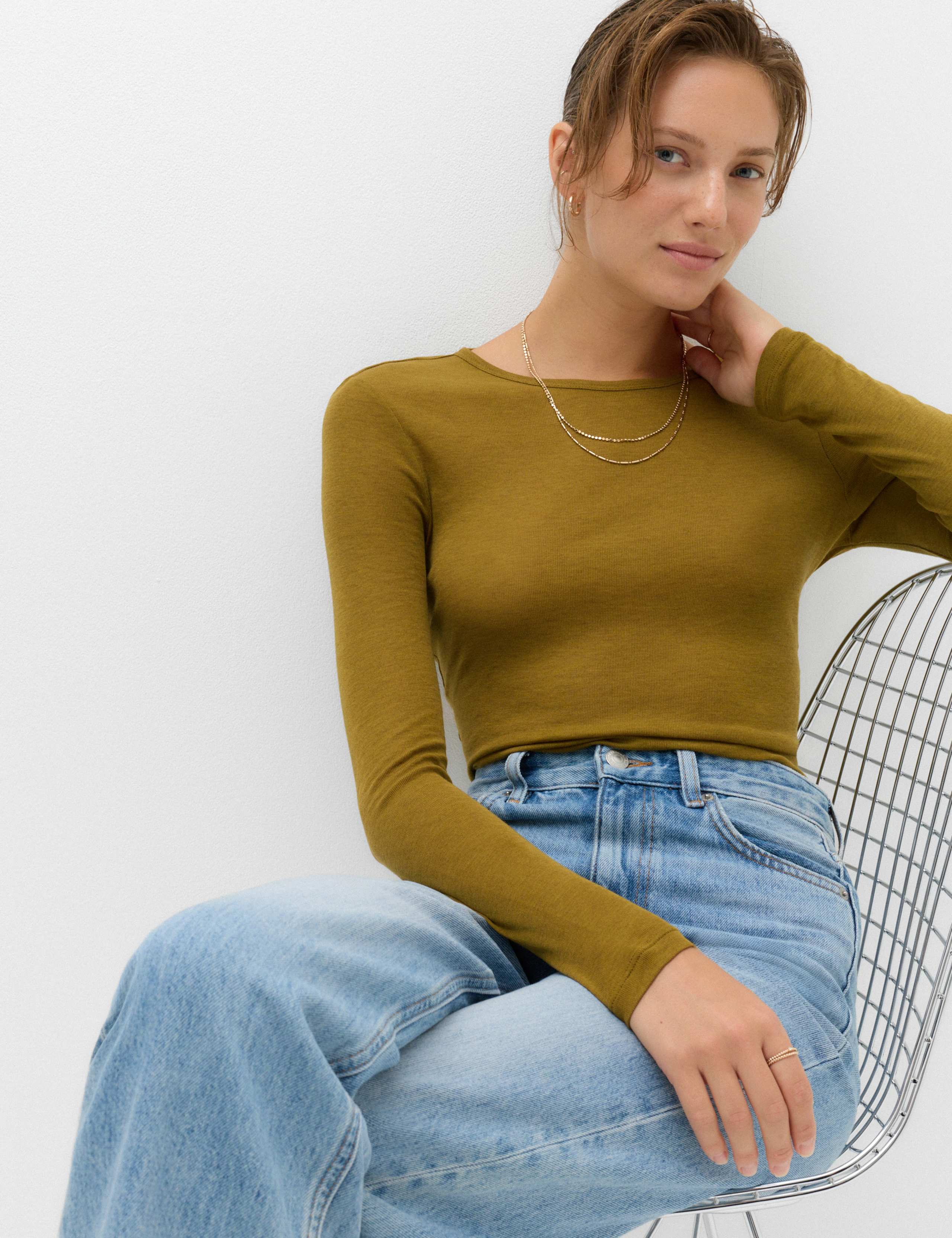 Wool Touch Semi  Long Sleeve Layering Top