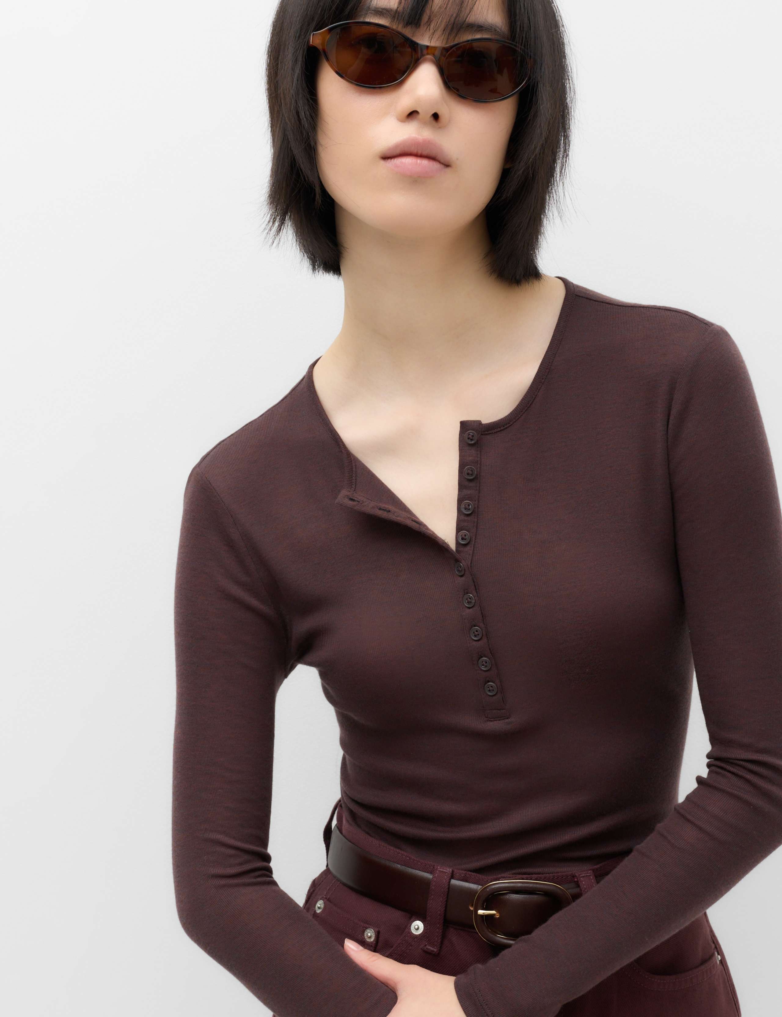 Lyocell Rich Henley Top with Wool