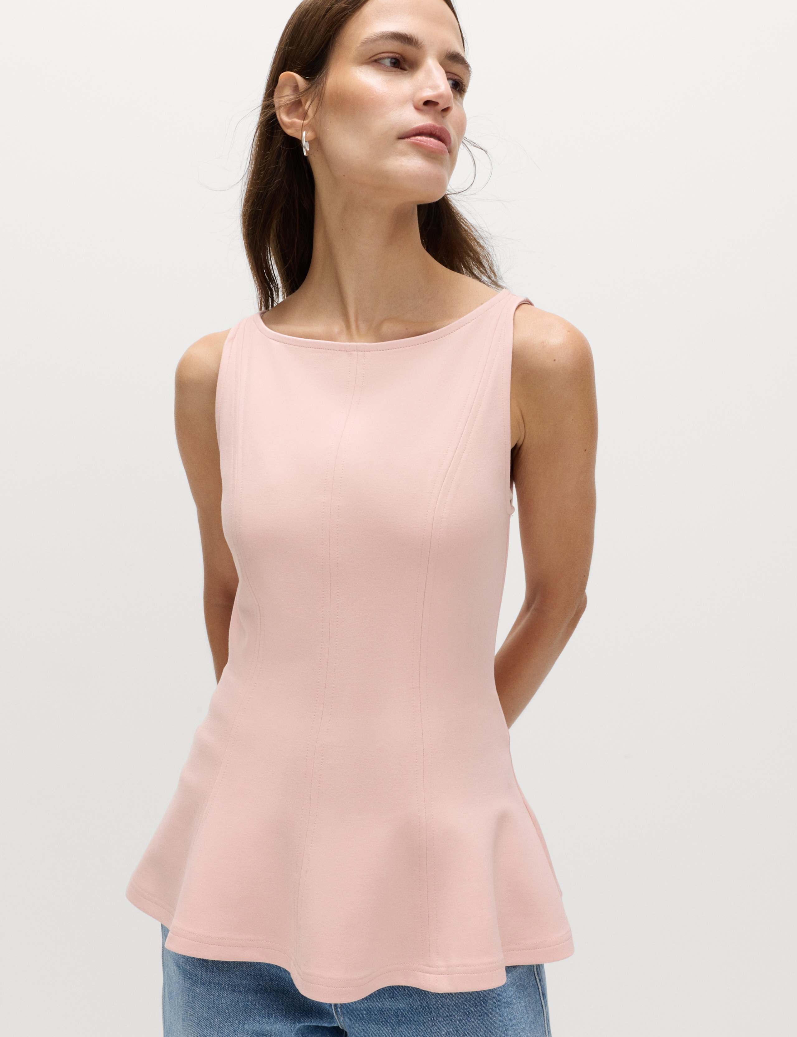 Slash Neck Sleeveless Peplum Top